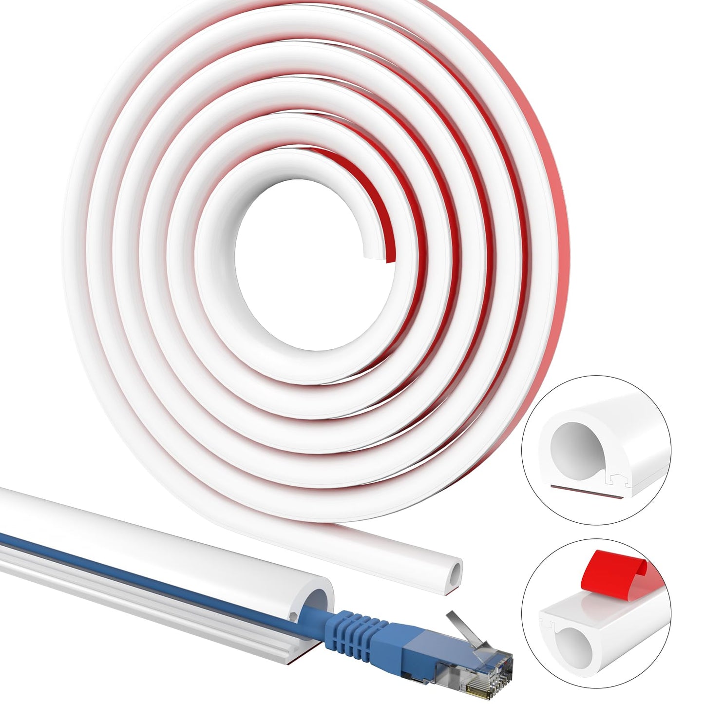 Wall Cable Hider, Flexible Wire Cord Management Self-Adhesive Cord Covers for Wires on Wall, Side Open One Cord Cable Raceway Wire Cover for Cords