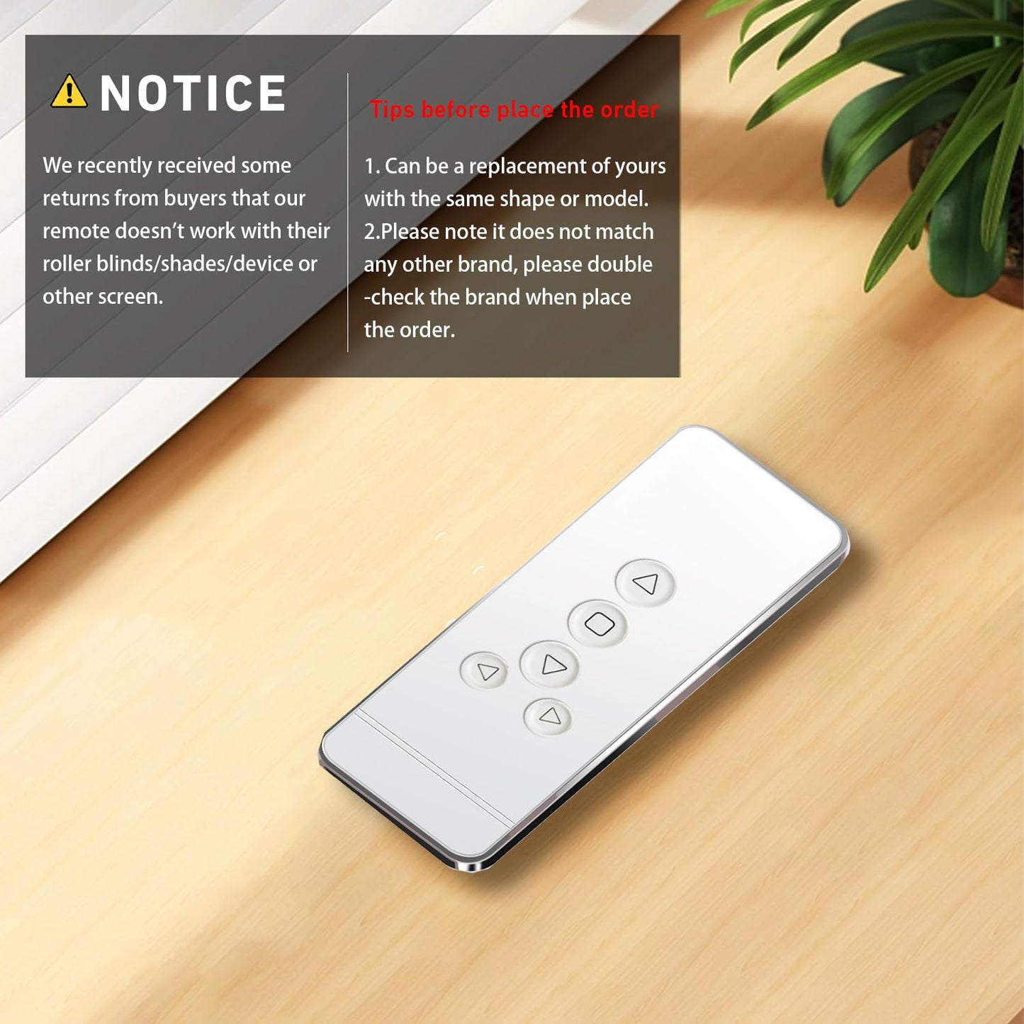Replacement Remote for Roller Blinds - 5-Channel Compatible with Rollerhouses ERB22/ERB25/EY1612/EY2512 Motors - NOT Universal (Verify Your Original