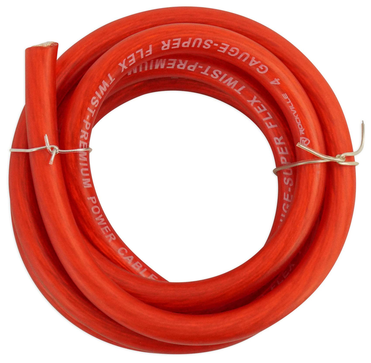 Rockville R4G5R 4 AWG 5 Ft Car Amp Power Wire, Red