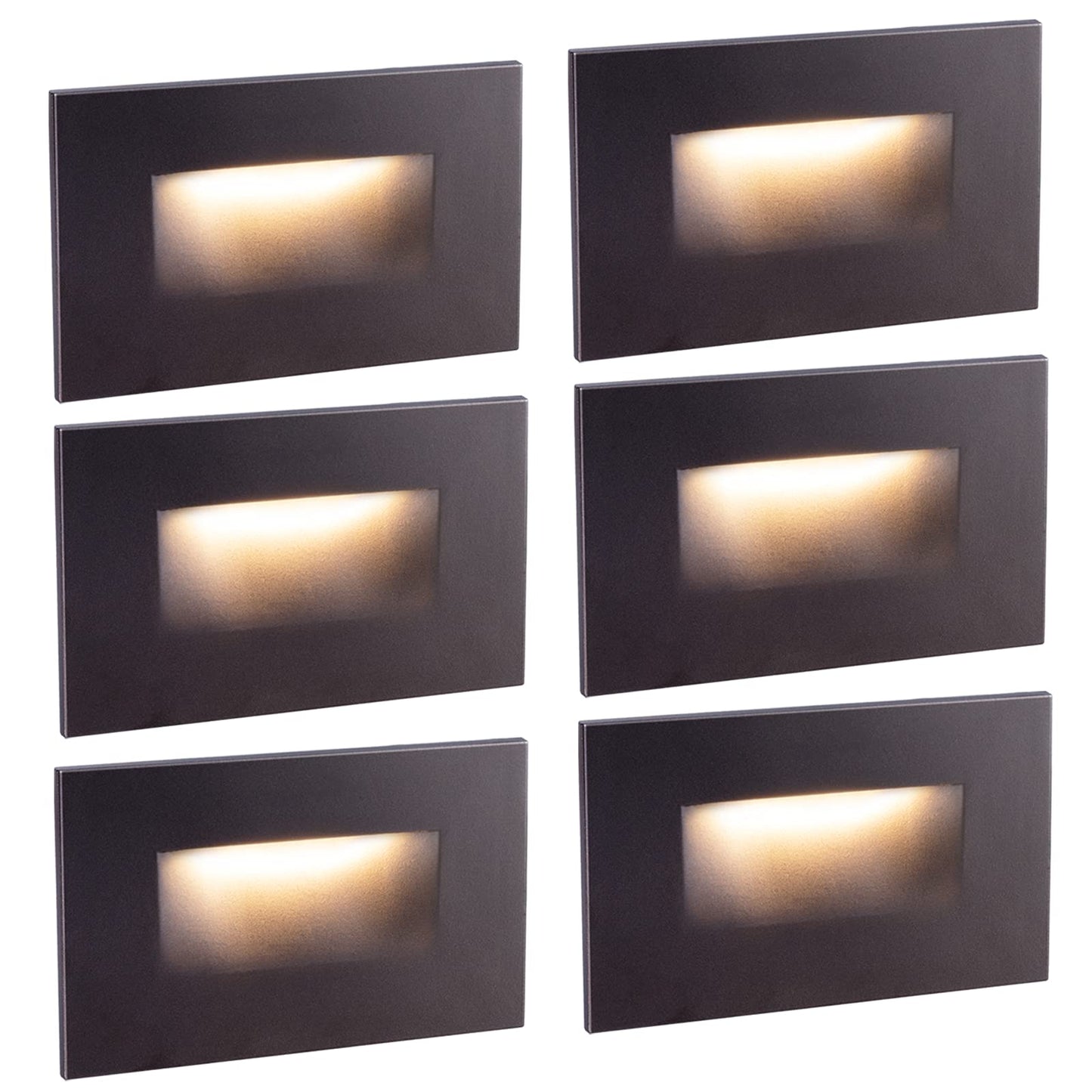 GUARANTLED Step Lights Outdoor 6 Pack Classic, 120V 3CCT Selectable Stair Lights Indoor, Waterproof LED Deck Decor Hardwired Dimmable, Brown Finish