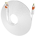 Postta Flat HDMI Cable 50 Feet 4K HDMI2.0 Cable Support 4K(2160P),3D,1080P,Ethernet,Audio Return(White-Orange)