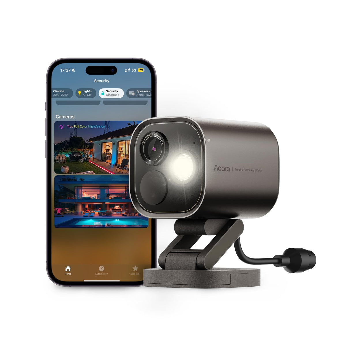 Aqara 4MP Camera Hub G5 Pro PoE, True Color Night Vision Security Camera Outdoor, HomeKit Secure Video, Thread Border Router, Local Detection
