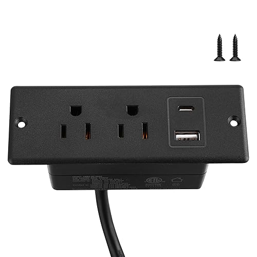 Eridada Recessed Power Strip with USB-C and USB-A, 2 AC Outlets, in-Desk Flush Mount Power Strip, 125V 12A 1500W, for Desk Countertop Kitchen Island
