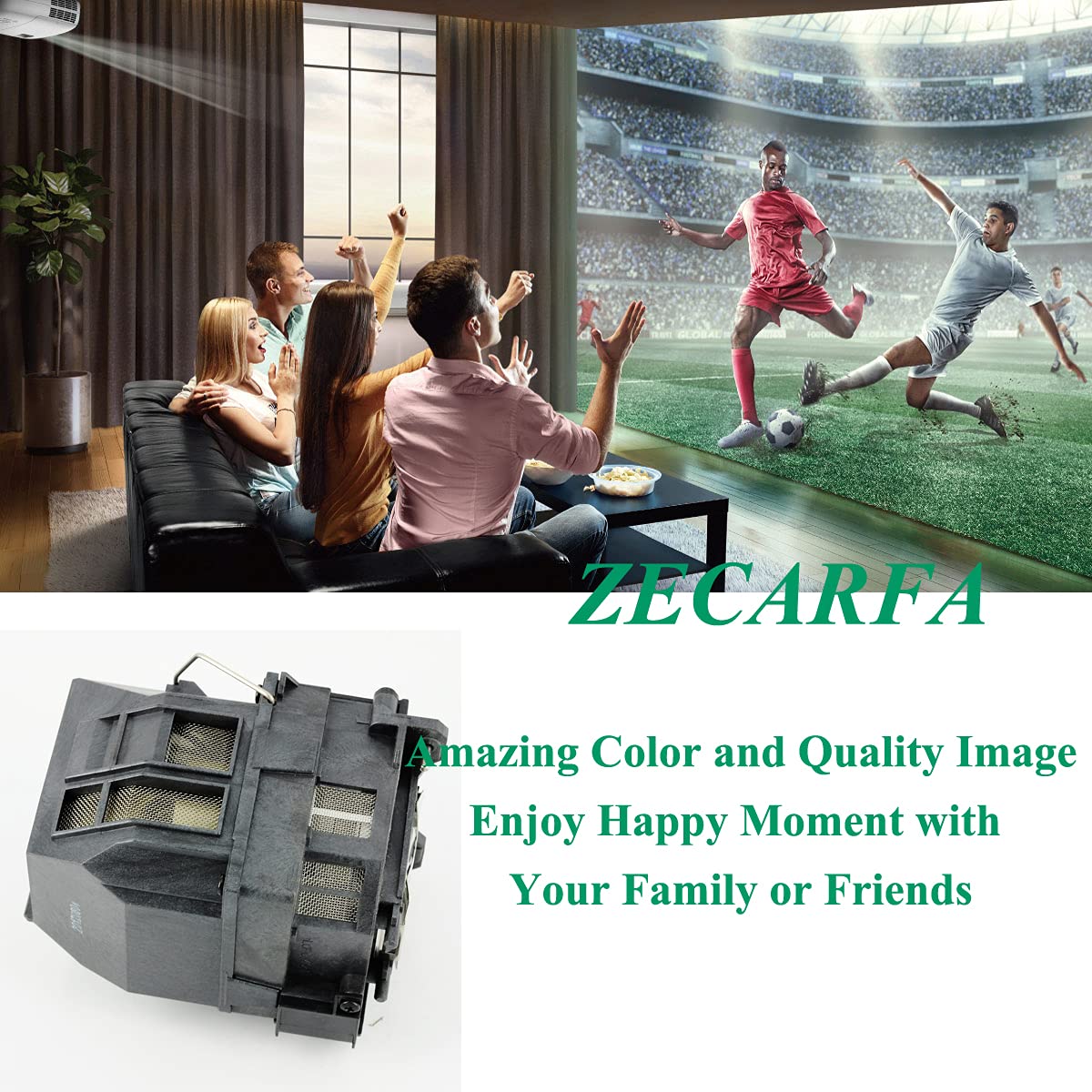 ZECARFA Replacement Lamp Bulb ELPLP71 / V13H010L71 with Housing