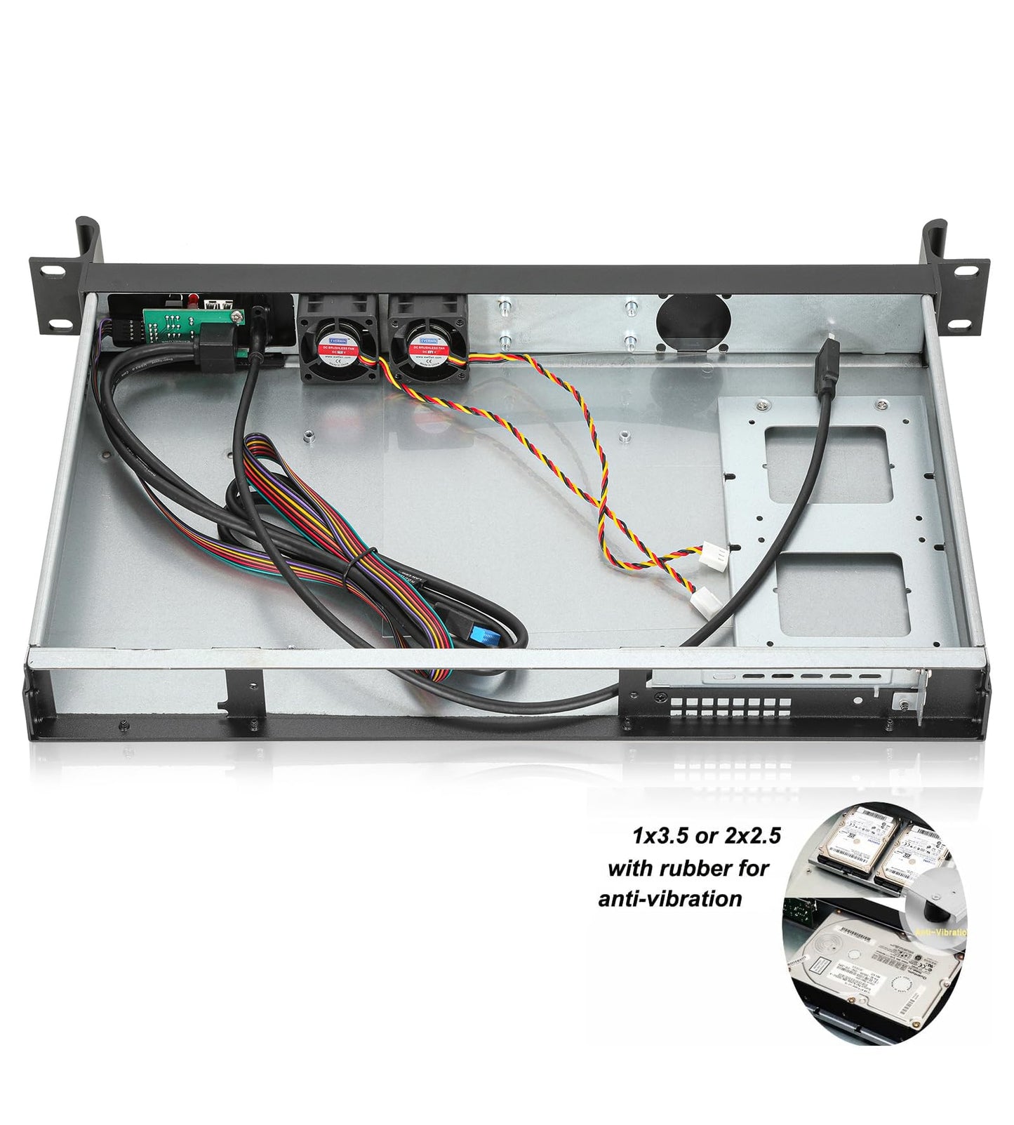 Rackchoice 1U Compact Server/Desktop mini-ITX Chassis - 9.84" Depth,Supports Mini-ITX Motherboard, Type-C & USB3.0, Black
