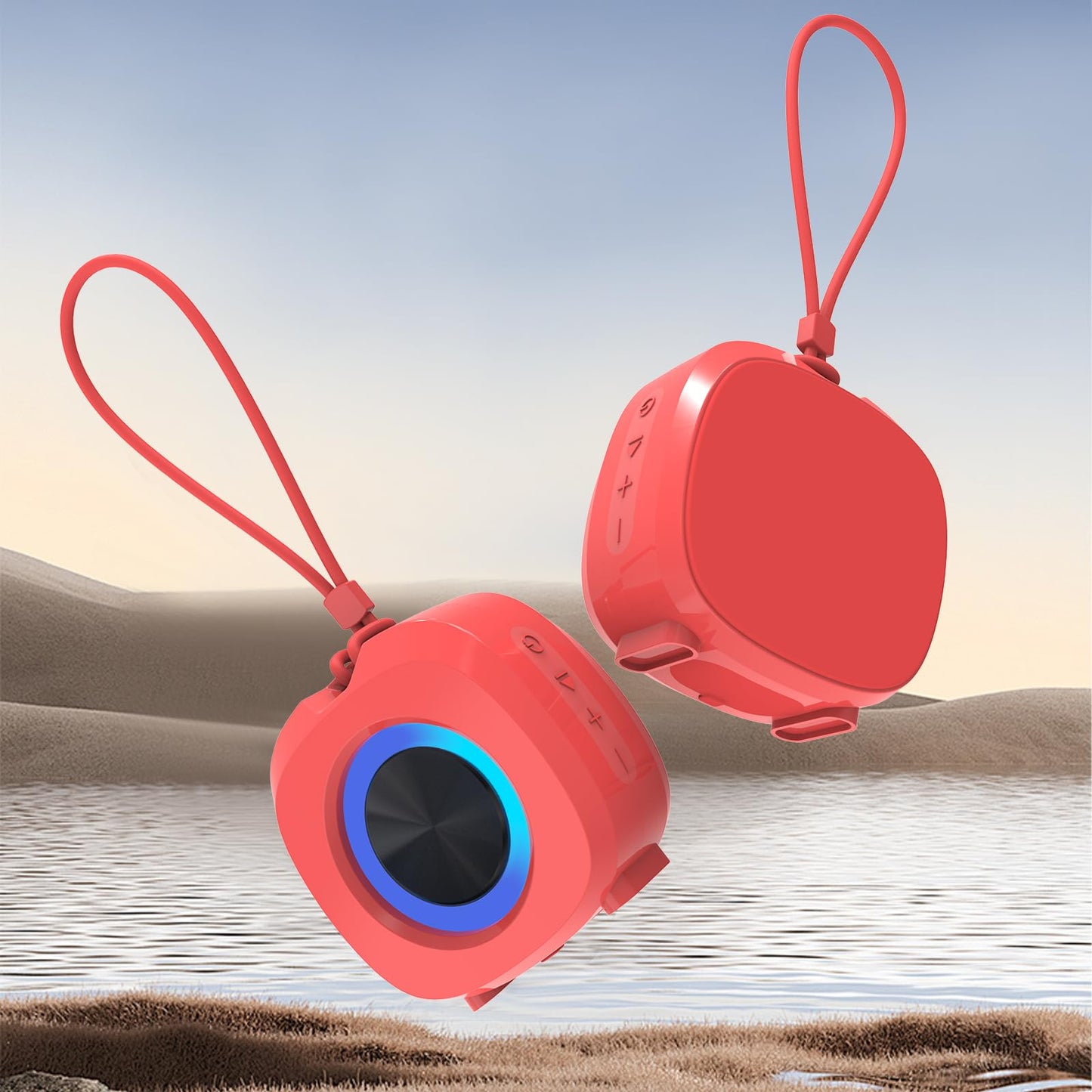 PEICHENG Speaker, Small Portable Bluetooth Wireless IPX5 Waterproof Shower Speaker,Loud Stereo Sound Deep Bass,Dual Pairing, RGB Lights,Long Playtime