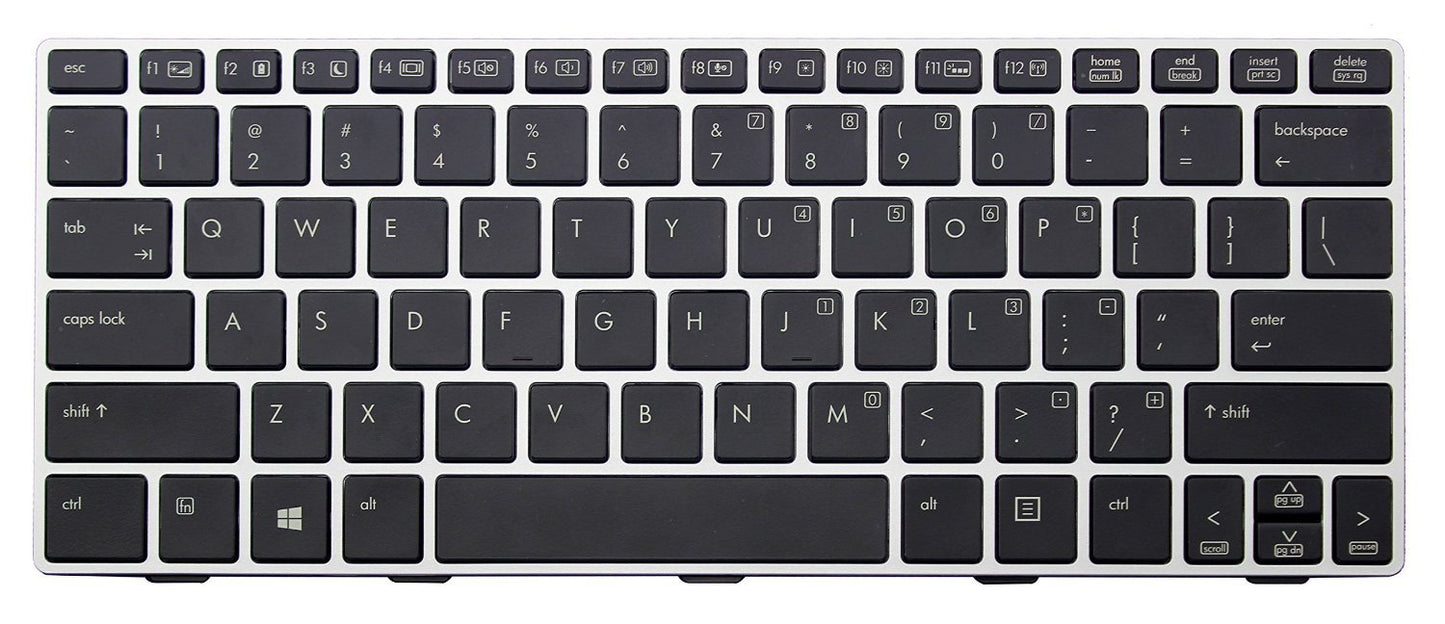 New US Black with Silver Frame Backlit Laptop Keyboard Replacement for HP EliteBook Revolve 810 G1 810 G2 P/N:90.4XF07.L01 SG-57700-XUA SN8123BL