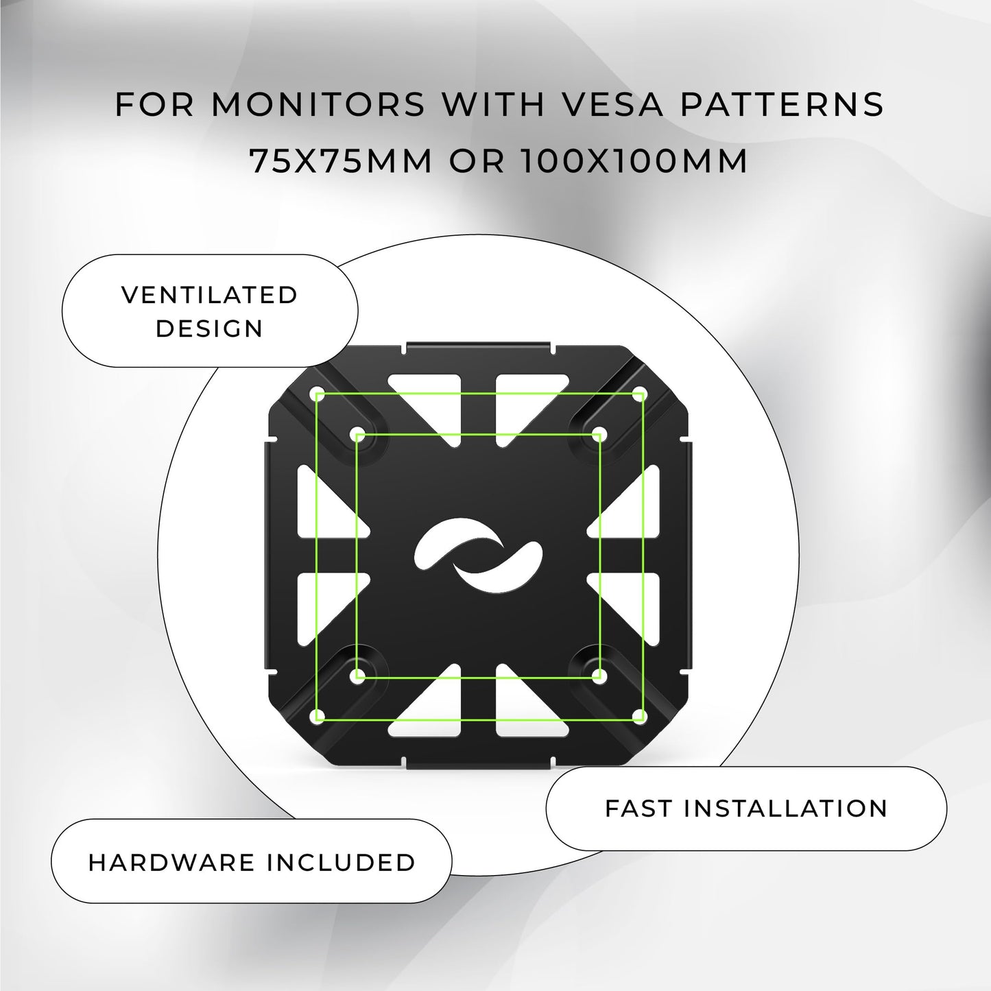 HumanCentric Mount Compatible with 2024 Mac mini, Custom Mount Adapter for Wall, Rack, Under Desk, Behind Monitor, 75x75mm and 100x100mm VESA