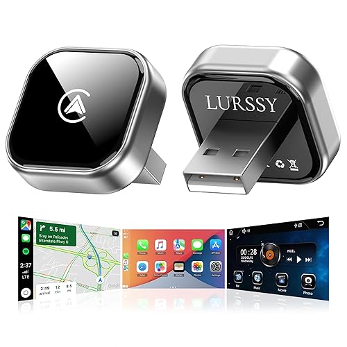 LURSSY Wireless Apple CarPlay Adapter - Upgraded 2026 Android Auto Adapter Having (2.4GHz+5.8GHz) Connection - Supports Both iPhone (iOS 10+) Android