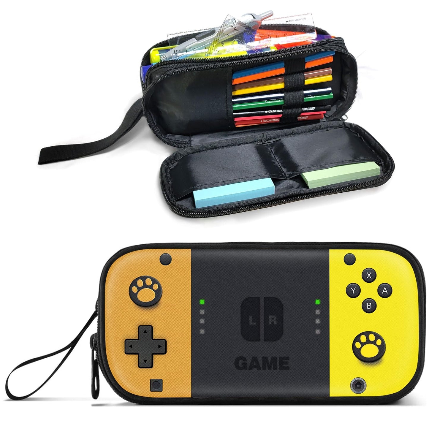 JIRAIKEI Gamer Pencil Case for Boys, Large Boys Pencil Pouch for Kids Teens School, Big Capacity Pen Box Pen Bag Organizer with 2 Compartments