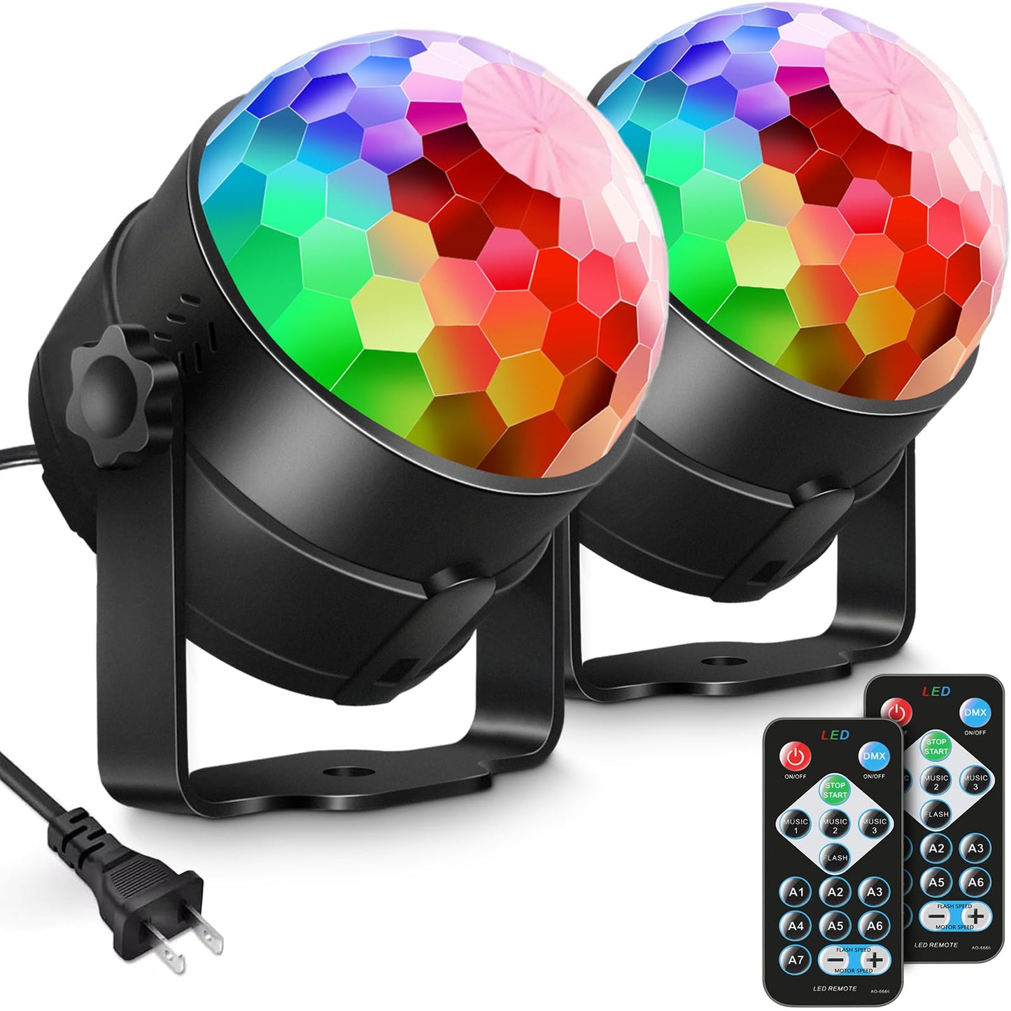 Luditek 2-Pack Sound Activated Party Lights with Remote Control, Disco Ball Light, DJ Strobe Lamp for Home Room Dance Party Supplies White Elephant