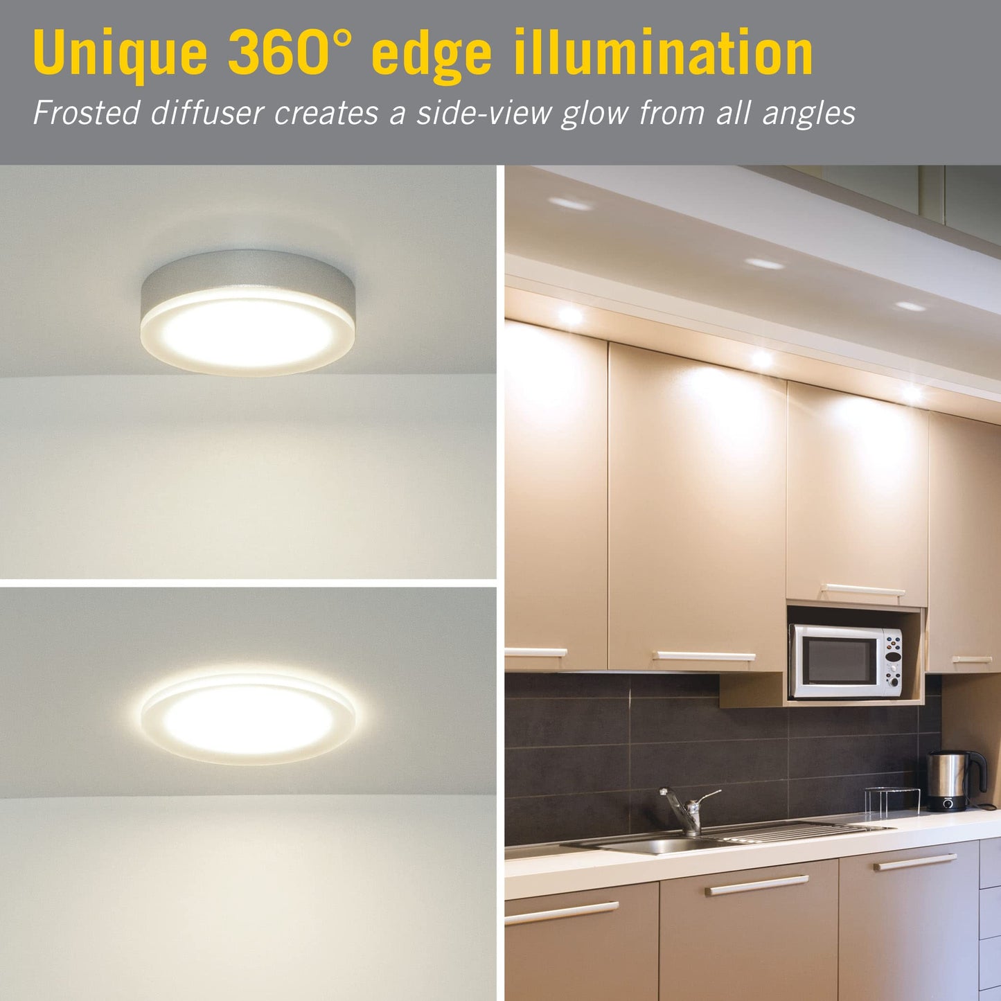 Armacost Lighting EdgeVue 12V Under Cabinet LED Puck Light, 3000K Soft-White Light, 2.75 Inch, Aluminum Silver Finish - 223120