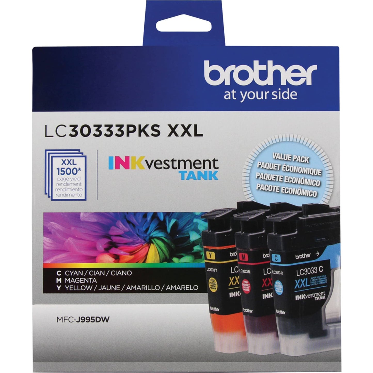 Brother Genuine LC30333PKS 3-Pack, Super High-yield Color INKvestment Tank Ink Cartridges; Includes 1 Cartridge each of Cyan, Magenta & Yellow, Page
