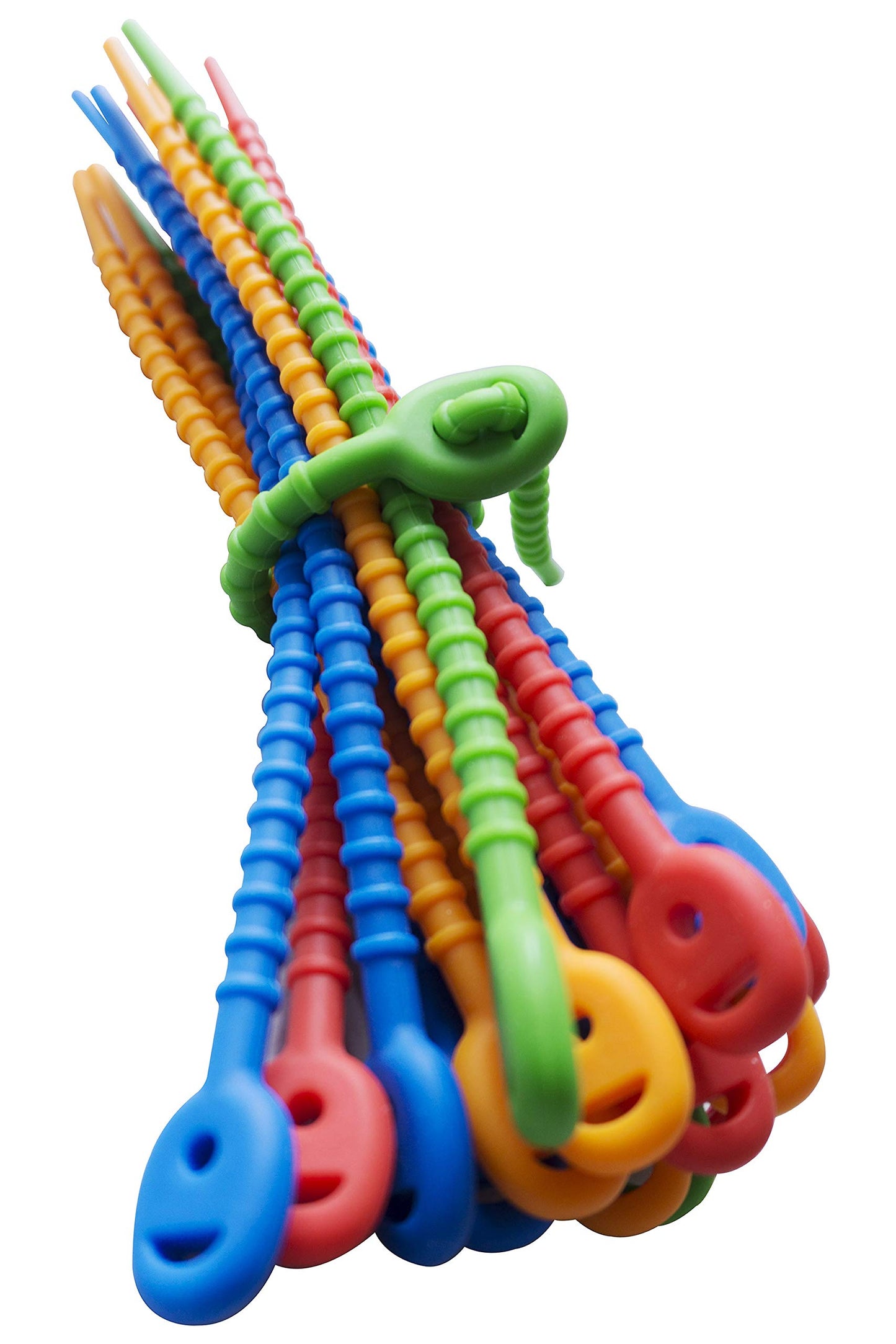 Multi Purpose Silicone Zip Ties - 20 pcs - 6 inch Cable Ties - Double Lock Twist Ties in Multi Color (Red, Blue, Green, Orange) - Extra Hold Reusable