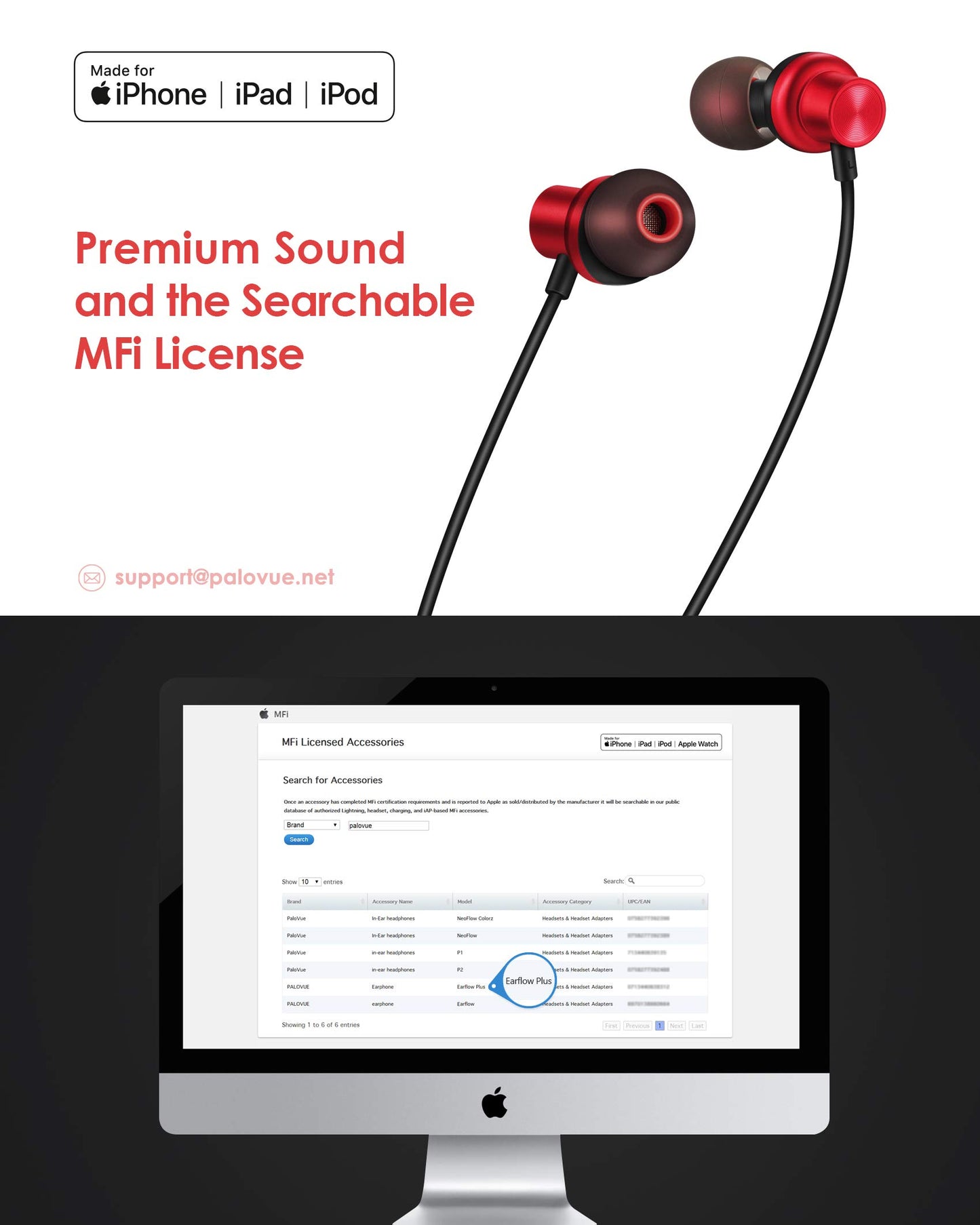 PALOVUE Lightning Earphones - Magnetic In-Ear Earbuds with Mic & Controller - Compatible iPhone 13/12/11 Pro Max/X/XS Max/XR/8/7 - EarflowPlus…