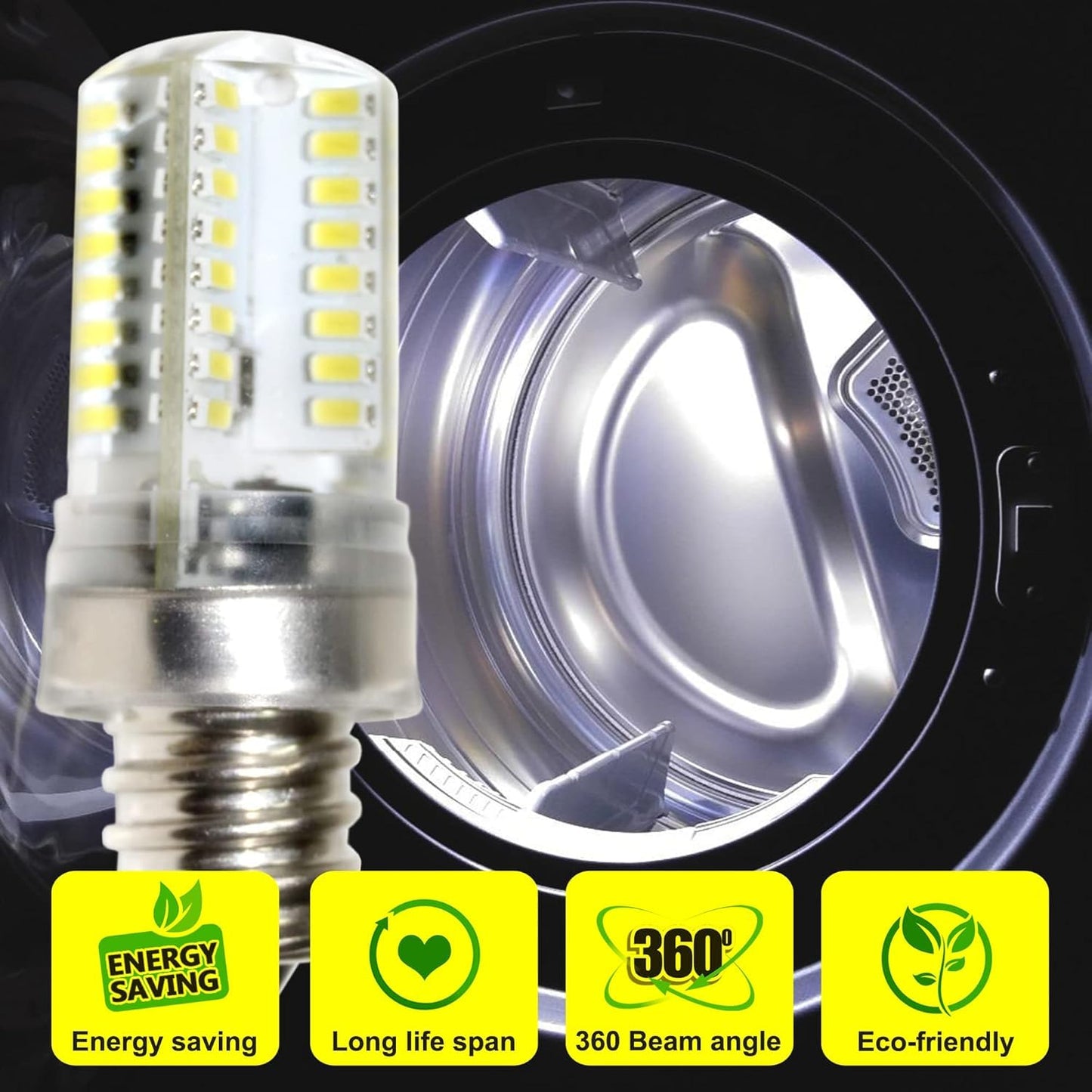 HQRP 7/16 110V LED Light Bulb Cool White Compatible with Brother VX857 / VX880 / VX890 / VX1100 / VX1120 / VX1125 / VX1140 / VX1200 / VX-1435 Sewing