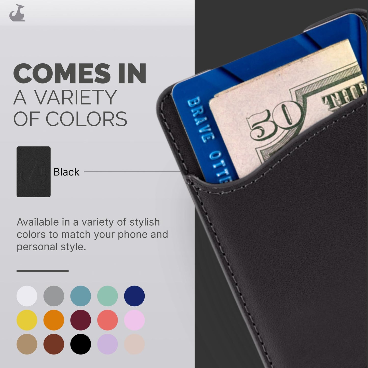 Wallaroo Premium Leather Cell Phone Wallet Stick On - Android and iPhone Wallet and Card Holder for Women and Men - Durable with Non-Slip Lining