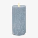 Luminara Seaglass Rechargeable Flameless LED Candle, Silver Blue 3.8" x 8.6", Moving Flame Pillar Timer, USB Type-C Charging Cable, Unscented Real Wax