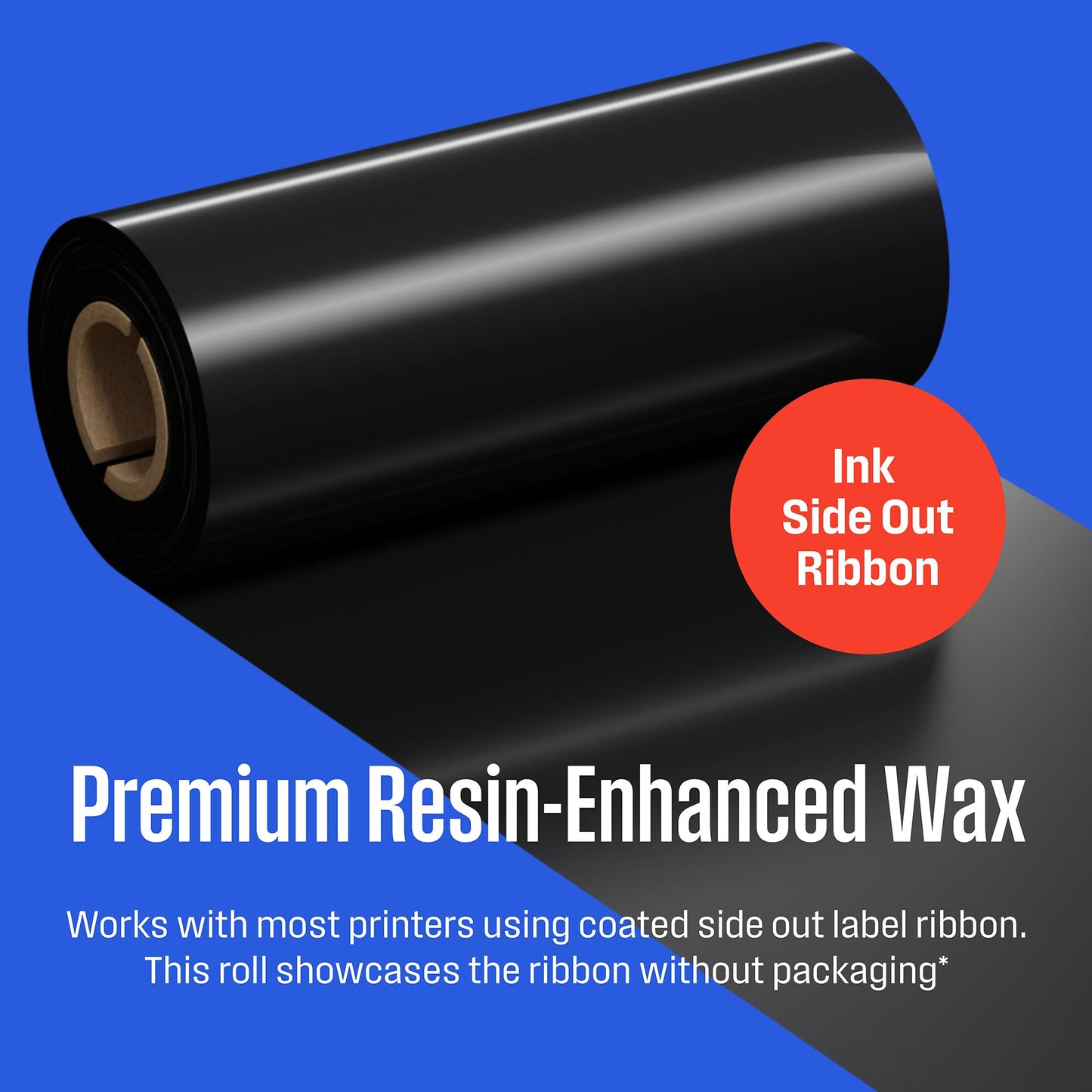 Westinghouse Thermal Transfer Ribbon, 4.33" x 243', 0.5" Core, Compatible with Zebra GC420t, GK420t, GX420t, Premium Wax Resin Enhanced Ink Side Out