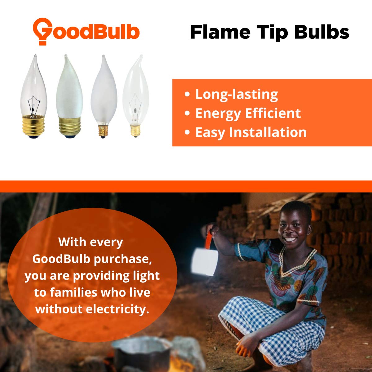GoodBulb 25 Watt Flame Tip Candelabra Light Bulbs CA10 Frosted Finish E12 Base 2700K Soft White Light CFF Dimmable 25W 175 Lumens Decorative