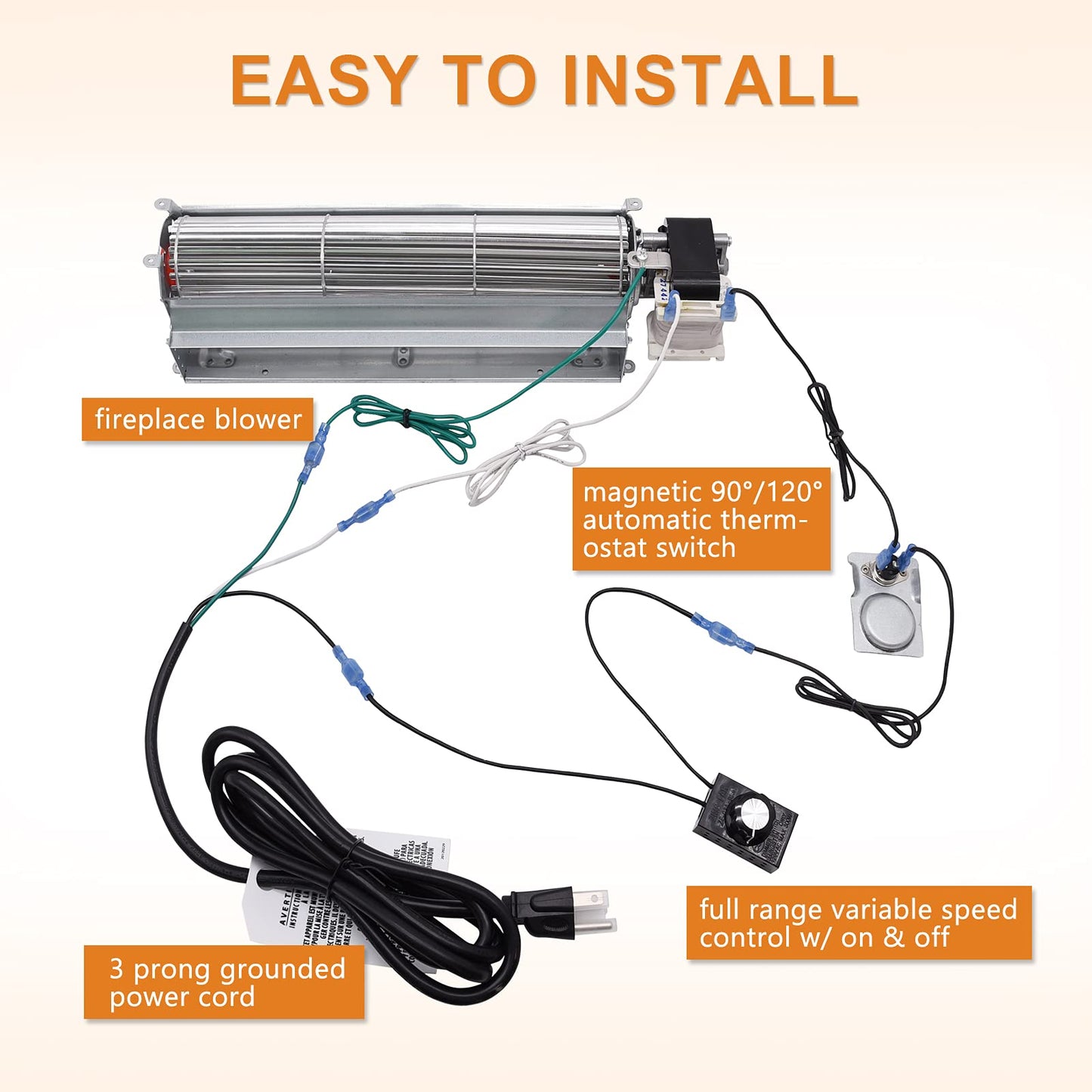 Adviace BKT BK Blower Fan Kit for Desa Tech, FMI, Vanguard, Vexar & Astria Fireplaces, GA3650 GA3700 GA3750 GA3650T GA3700T GA3750A Fireplace Blower
