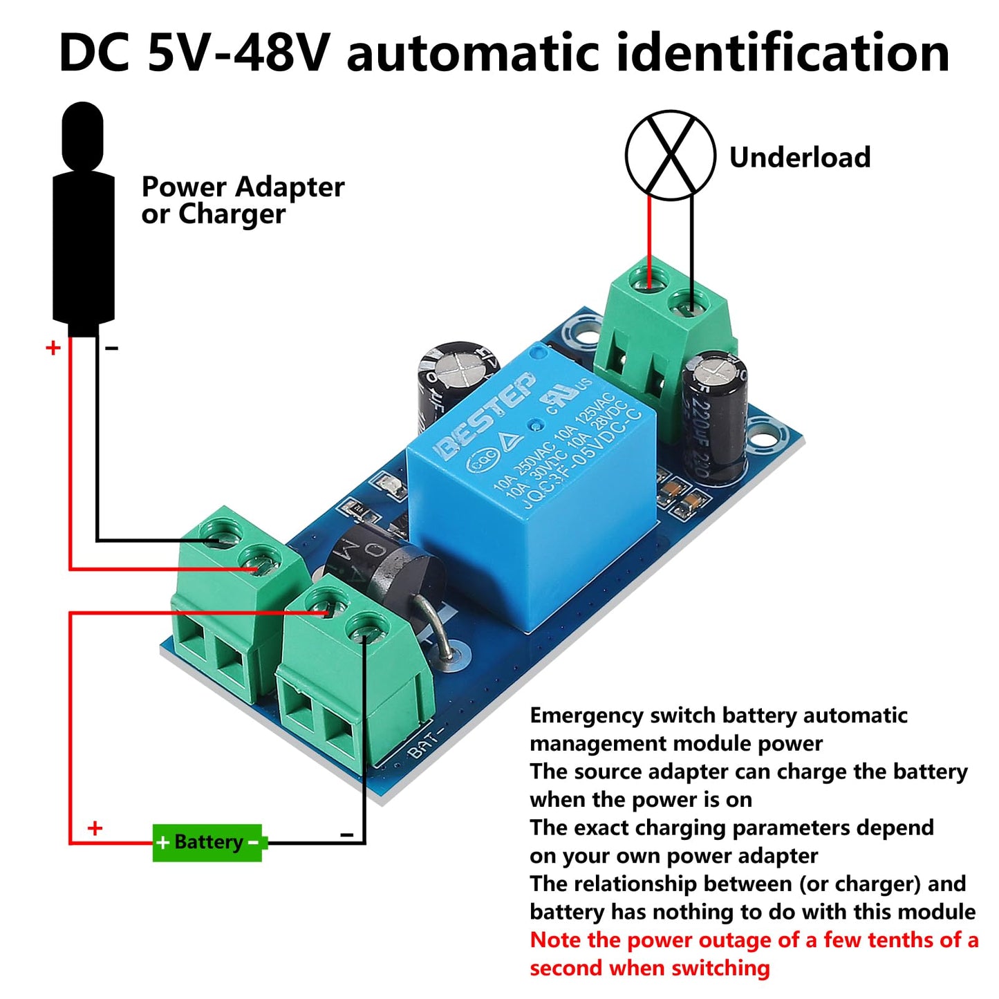 DWEII 3PCS YX850 Power Failure Automatic Switching Standby Battery Lithium Battery Module 5V-48V Universal Emergency Converter JY-850