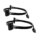 ROIPETK Mini 4-Pin to 2X Right Angle SATA Hard Drive Power Adapter Cable for Motherboard SATA Hard Drive Power Cable 18" (2Pack)