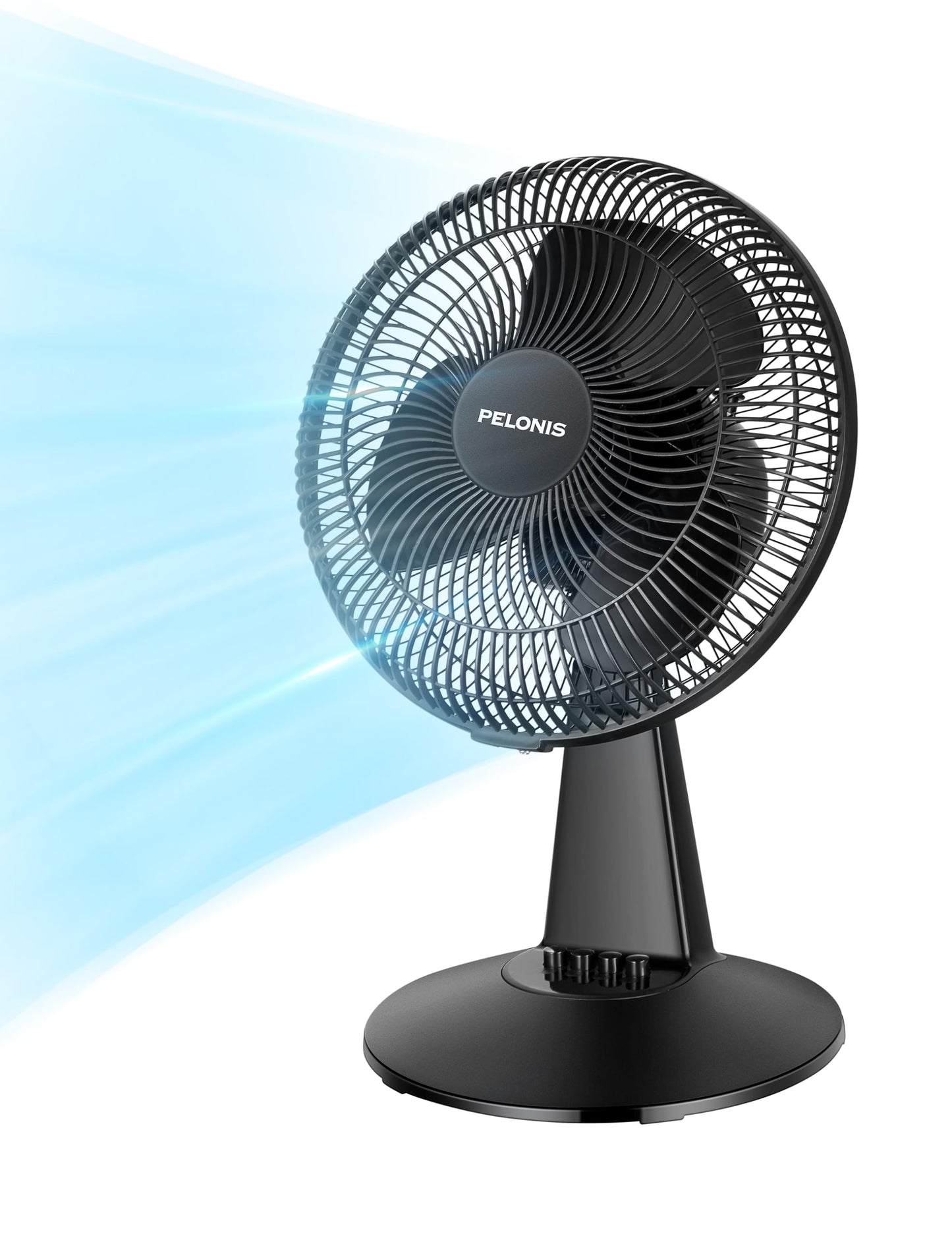 PELONIS Table Fan 12-Inch, 120° Oscillating Table Fan Small Portable Electric Plug-In Desk Fan with 3-Speeds, 126° Adjustable Tilt Head for Bedroom