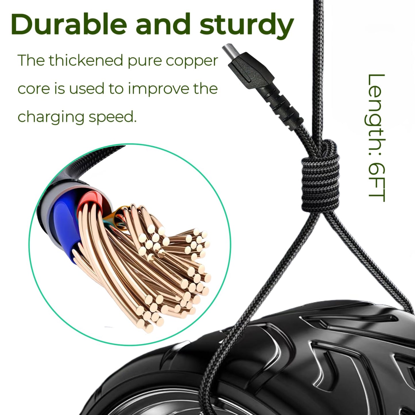 Razer USB Charging Cable Compatible with Naga Pro, DeathAdder V2 Pro, Viper Ultimate, Basilisk Ultimate, Hyperspeed Lightest Cyberpunk 2077 Mouse USB