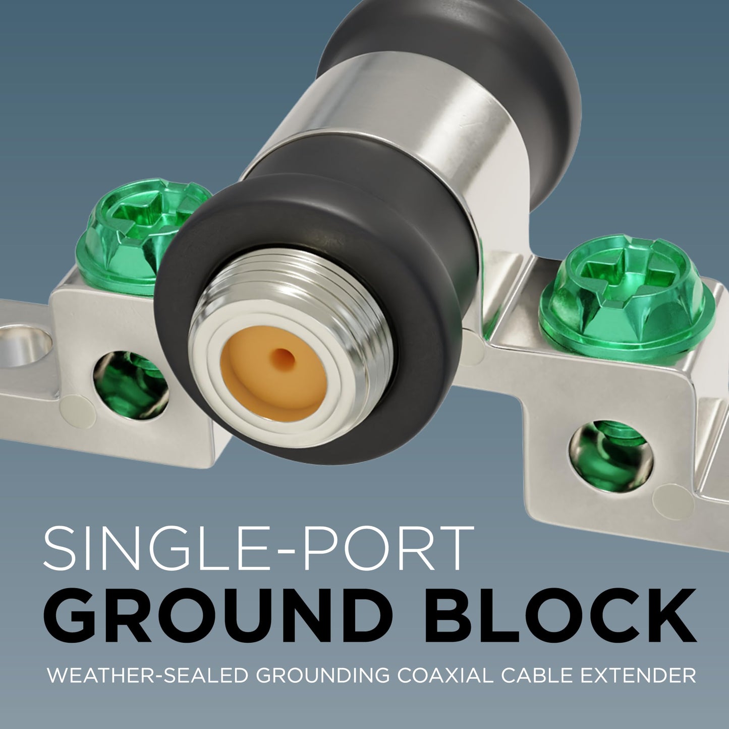 THE CIMPLE CO Single-Port Coaxial Cable Grounding Block - RG6 Coaxial Cable Connector and Extender with Weather-Seal Boots - Coax Ground Block