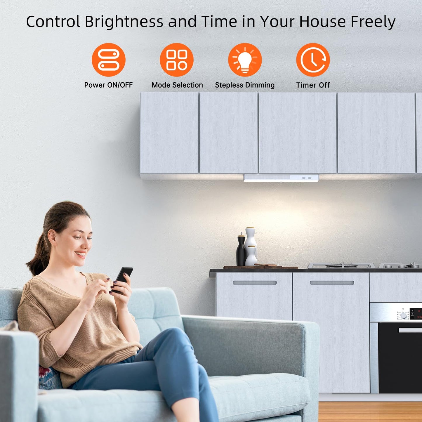 LED Closet Light with Charging Station, 6 Pcs 3 Color Temperatures 30LEDs Dimmer Rechargeable Motion Sensor Under Cabinet Lighting, Stick-on Night