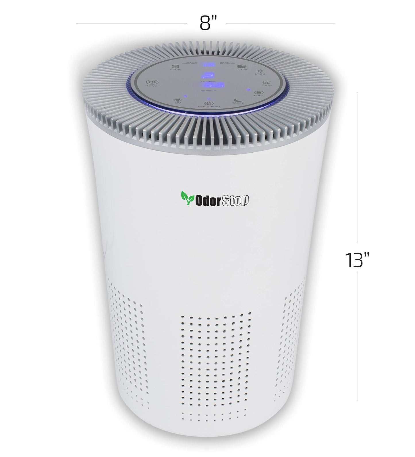 OdorStop HEPA Air Purifier with H13 HEPA Filter, UV Light, Active Carbon, Multi-Speed, Sleep Mode and Timer (OSAP5, Bright White)