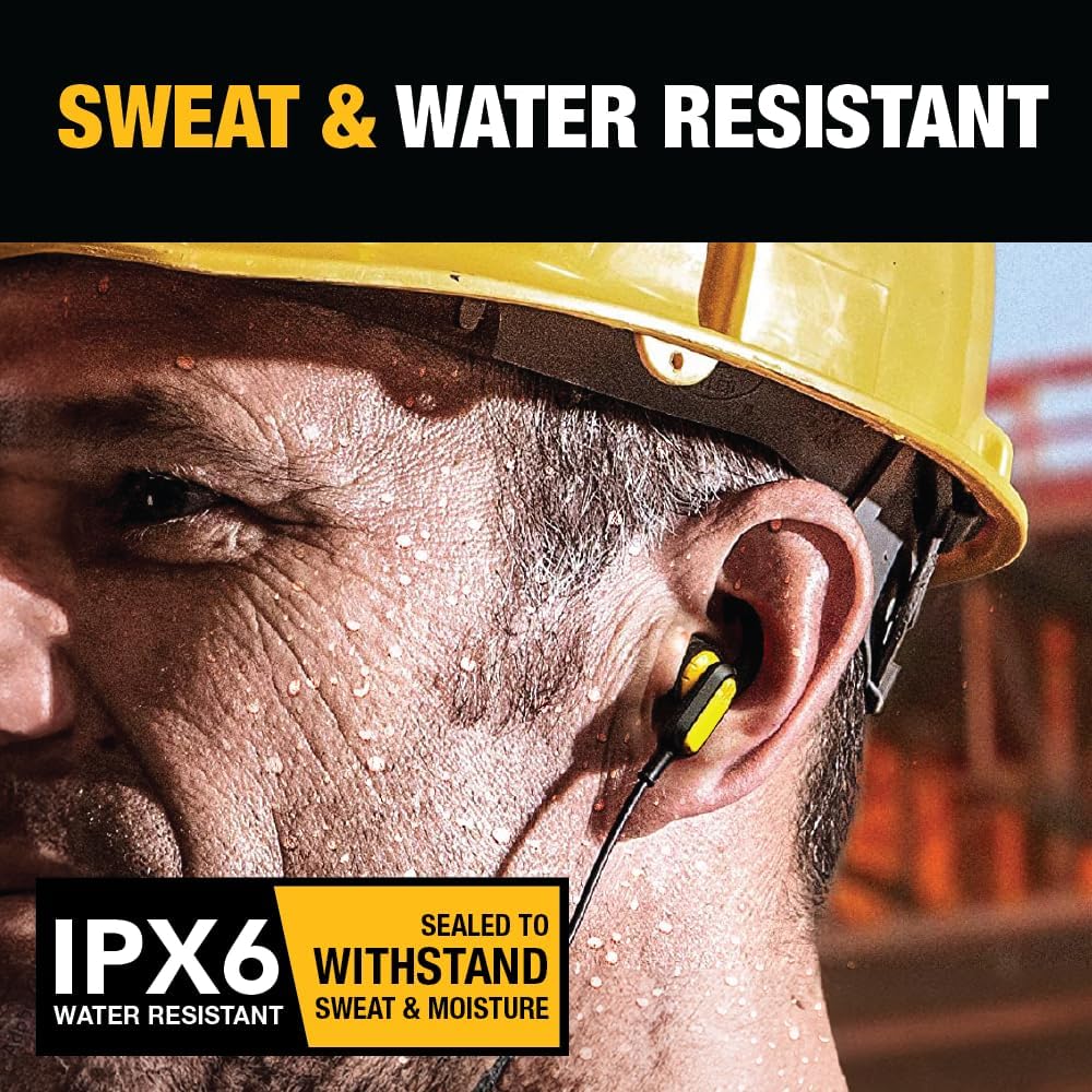 DEWALT Heavy Duty Bluetooth Neckband Headphones, Wireless Around The Neck Earbuds w/ 30H Runtime + Noise Isolation, Secure Magnetic Wireless Earbuds