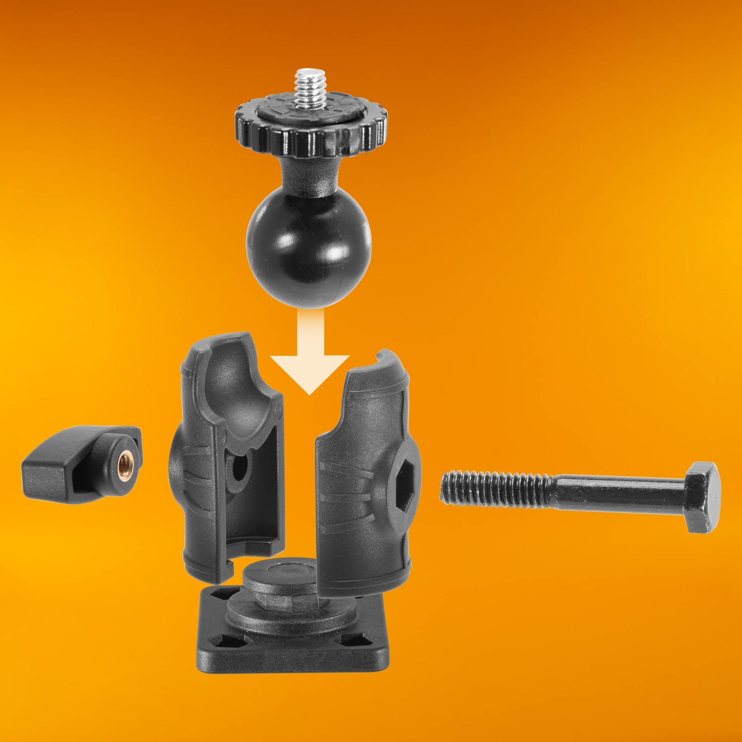 iBOLT 1/4 inch 20 Camera Screw IncrediBOLT AMPS w/ 2 inch Single Socket Arm- Drill Base Mount- Great for Security Cameras, 1/4 inch Screw Accessories
