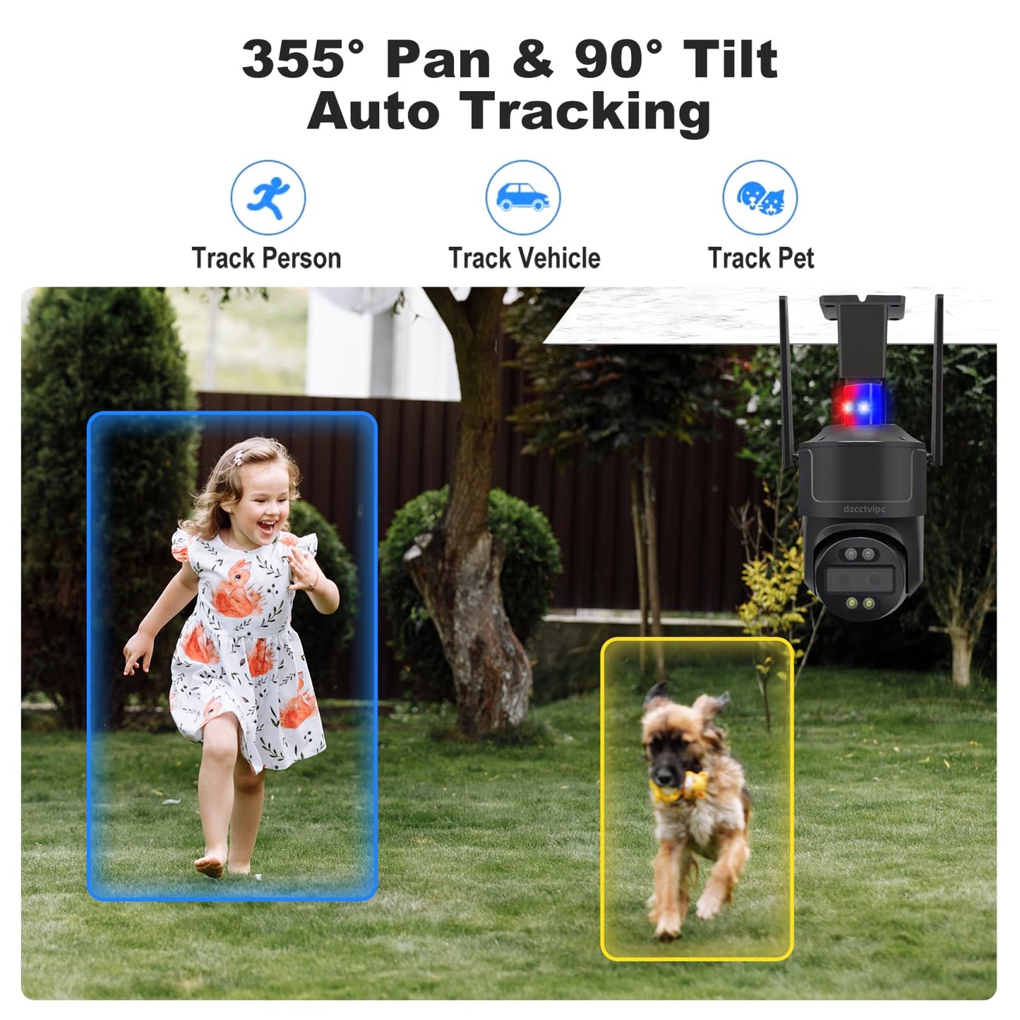 dzcctvipc 4K/8MP Dual Lens 10X Hybrid Optical Zoom PTZ Outdoor Security IP Camera,5GHz Dual Band WiFi,Auto Tracking,Color Night