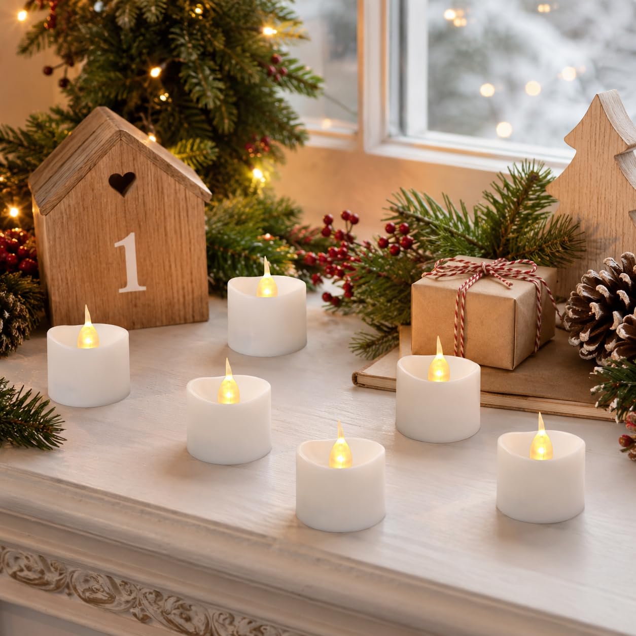24 Pack LED Tea Lights with Remote Control, Flameless Battery Operated Tealight Candles, Warm White Flickering, Long Lasting for Home Decor, Wedding