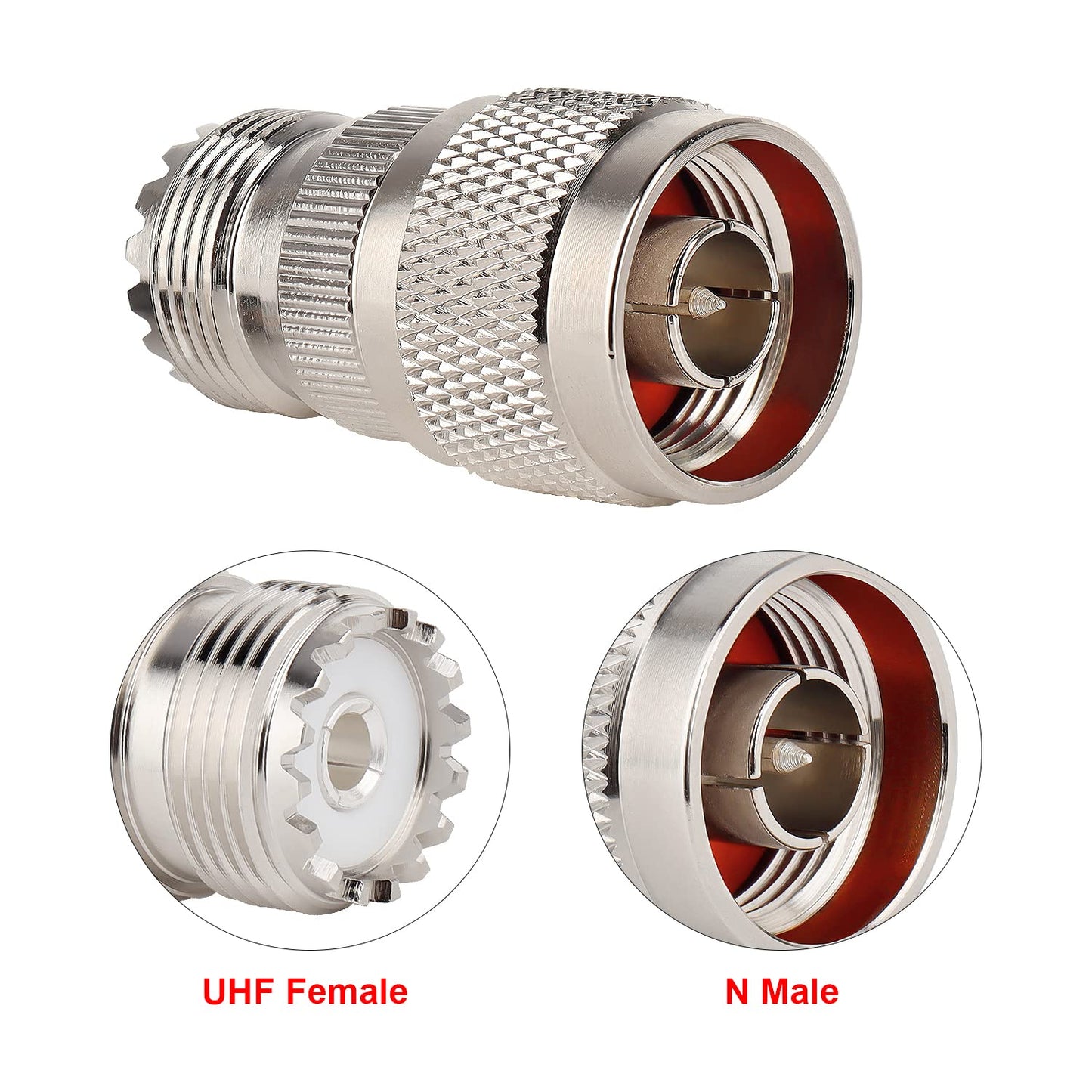 XRDS -RF N Male to UHF Female Adapter N Connector to PL-259 SO-239 Coax RF Coaxial Cable Connectors Pack of 2 (NOT for TV)