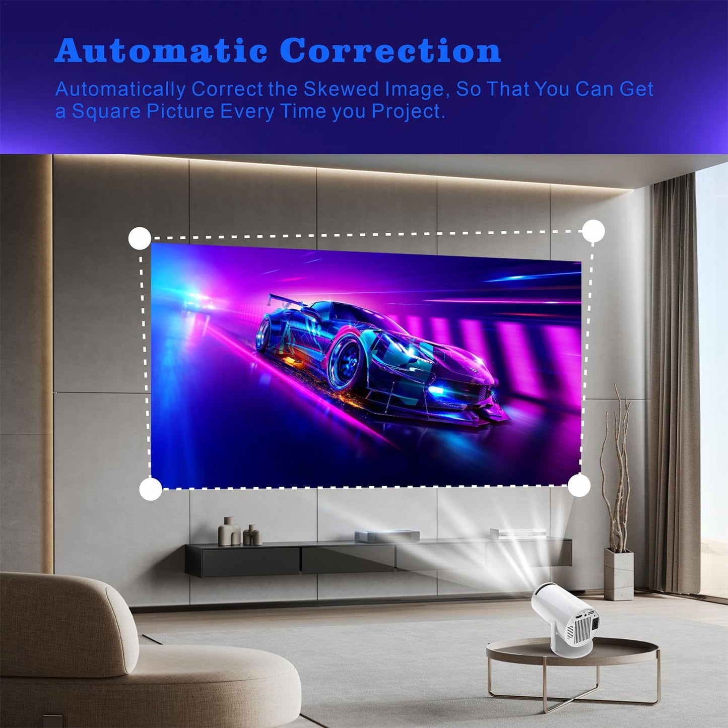 Small Portable Projector, HD 720P Phone Projector, 4K Wireless Video Projector - WiFi Enabled Projector, Auto Correction, 180 Degree Rotatable