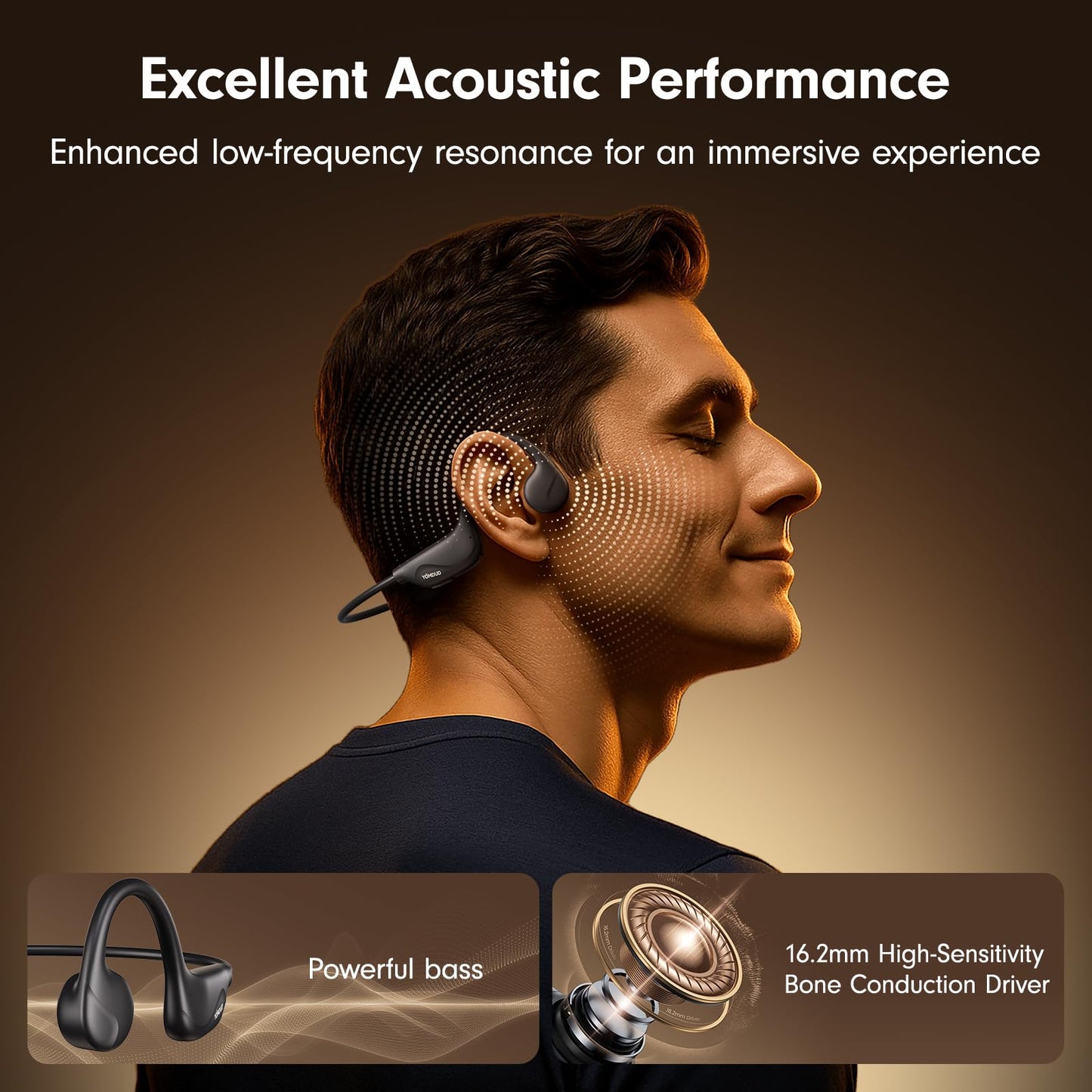 Yomdud Bone Conduction Headphones,Open Ear Headphones Bluetooth 5.4 with Mic,10H Playtime,Bone Conduction Earbuds IPX5 Waterproof,Sports Headphonefor…