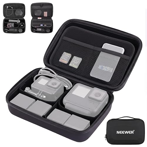 NEEWER Carrying Case for Action Camera & Accessories, Splashproof Protective Storage Bag with DIY Dividers & Mesh Pockets Compatible with GoPro DJI