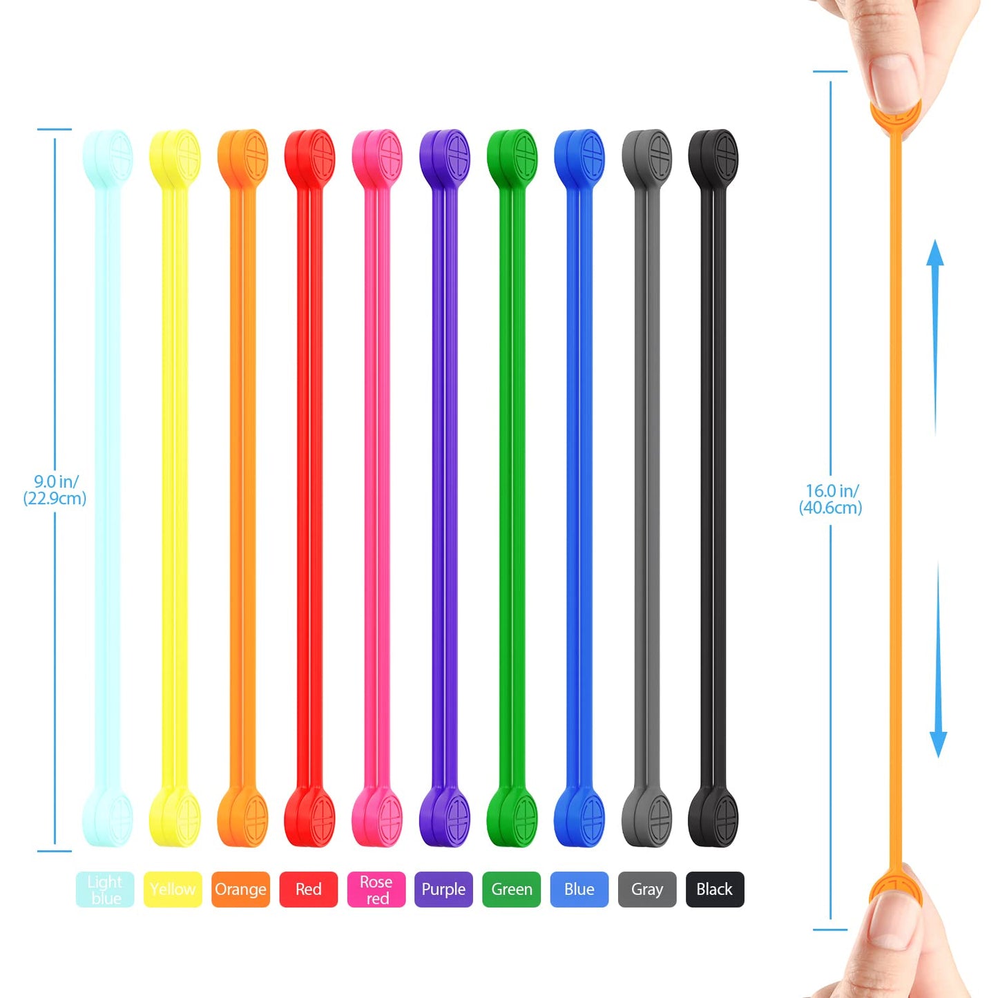 Magnetic Cable Ties Silicone 9 Inch Reusable Magnetic Twist Ties for Cord Cable Organizer and Bundling, Can Be Use in Home Office School Outdoor (10