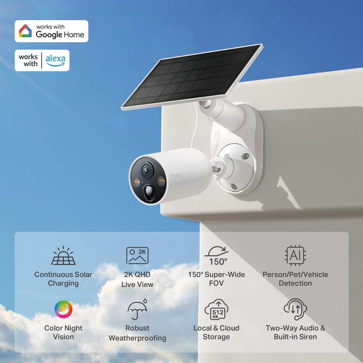 Tapo MagCam 2K+ Outdoor Wireless Security Camera - Battery Power with Solar Charging, Magnetic Mount, Person/Vehicle Detection, Subscription-Free