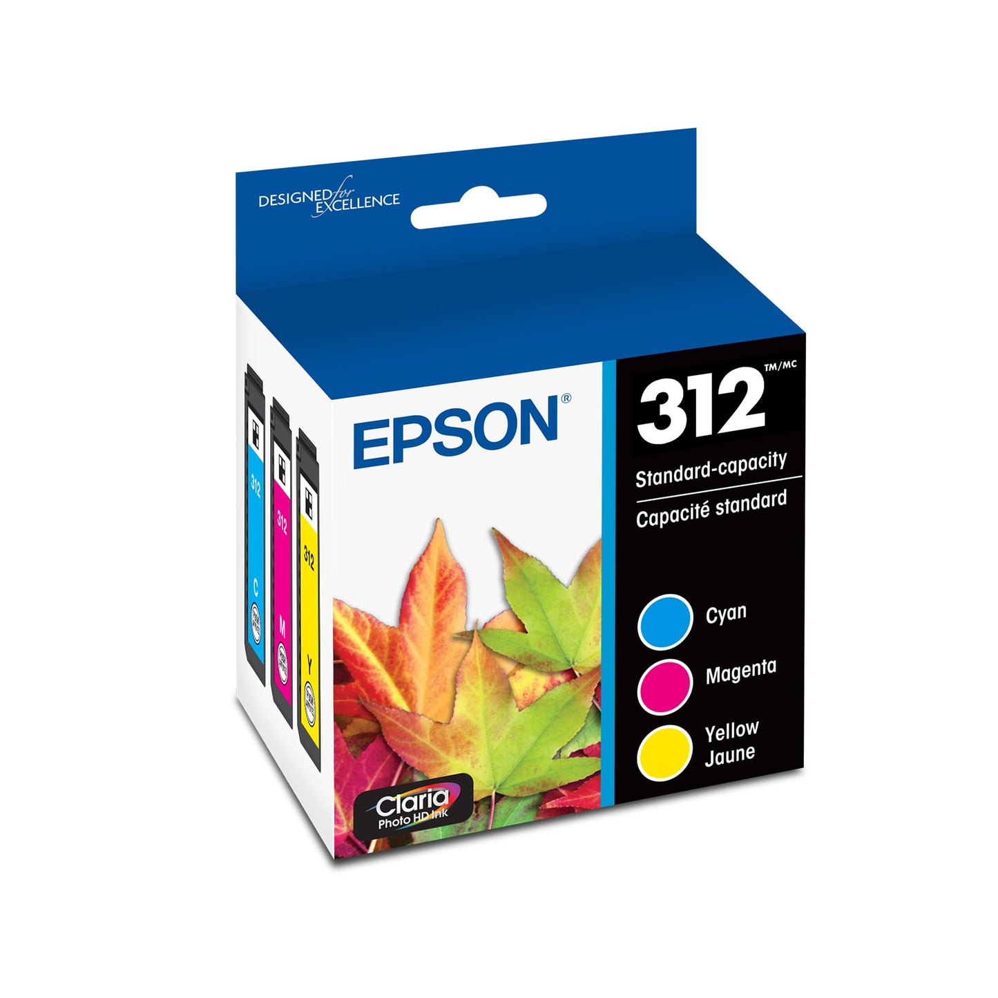 EPSON 312 Claria Photo HD Ink Standard Capacity Cyan/Magenta/Yellow (T312923-S) Works with Expression XP-8500, 8600, 8700, 15000,