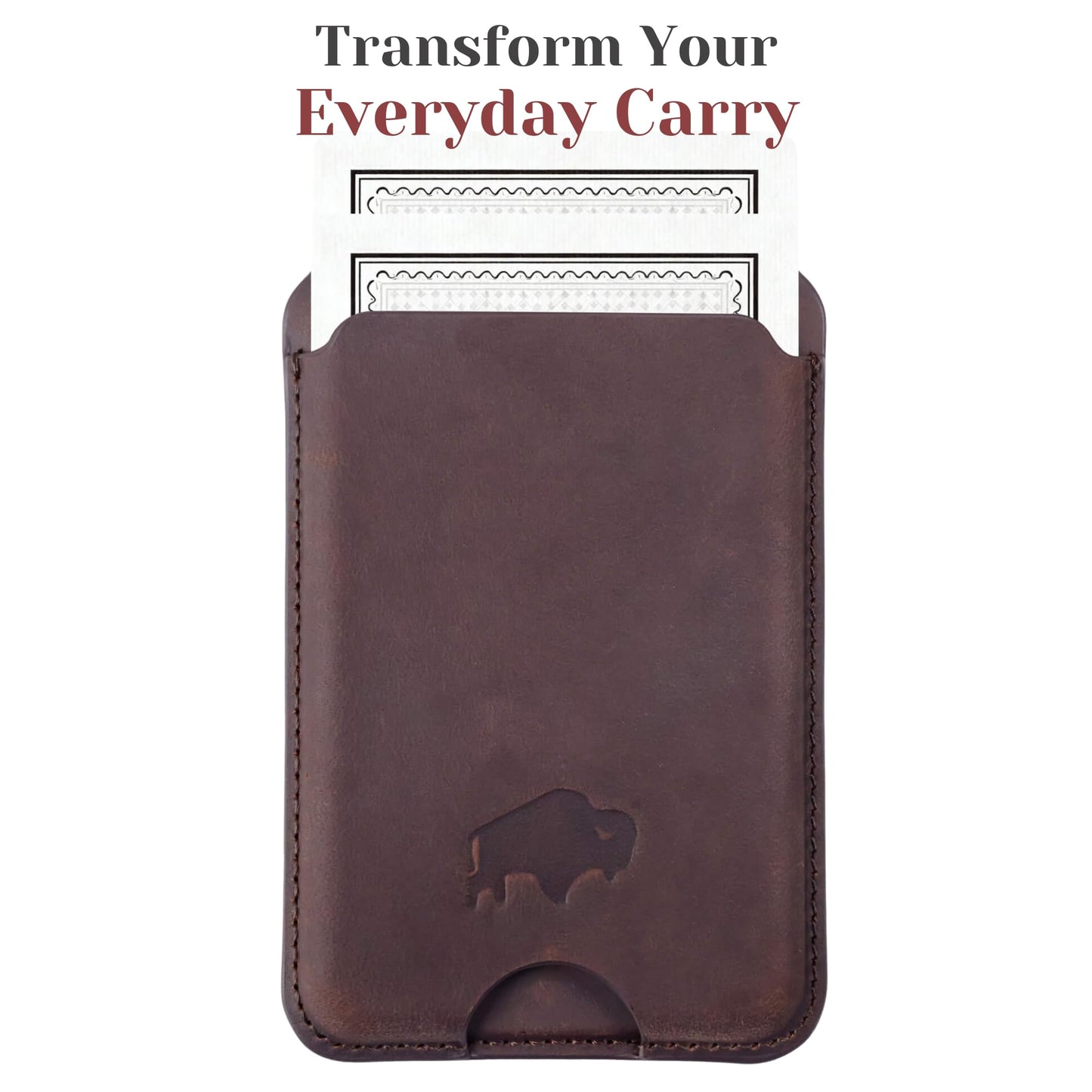 BLACKBROOK for MagSafe Wallet with Stand - Baron Full Grain Leather Slim Card Holder - Holds up to 4 Cards or IDs, Strong Magnetic Attachment, Soft