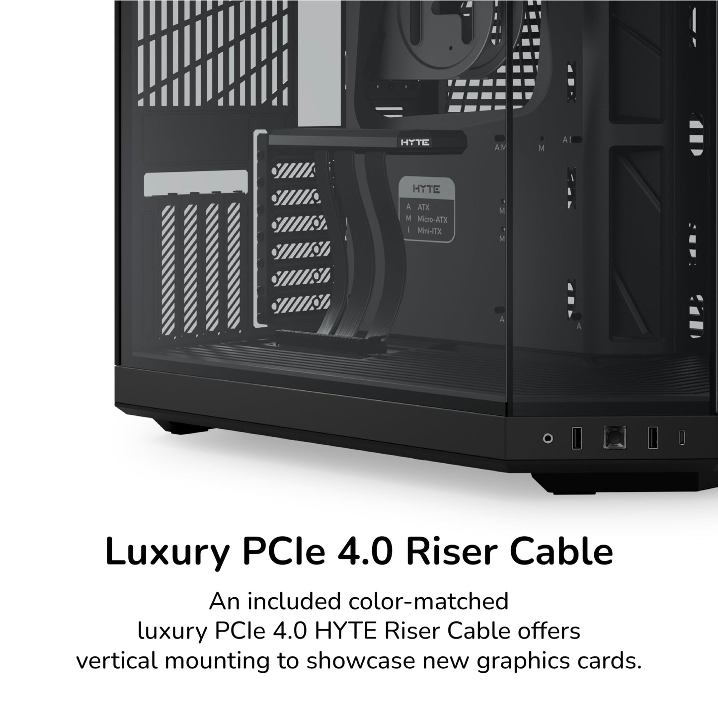 Hyte Y70 Upgraded Modern Aesthetic Dual Chamber Panoramic Tempered Glass Mid-Tower ATX Computer Gaming Case with PCIE 4.0 Riser Cable Included, Black