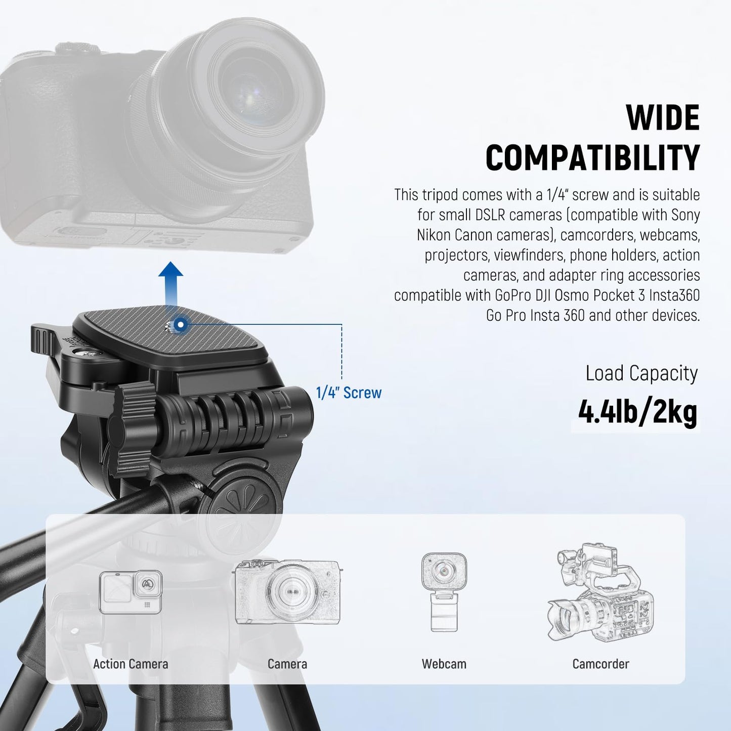 NEEWER Entry Level Version Mini Desk Phone Tripod Compatible with iPhone for Video Recording, Small Compact Table Top DSLR Camera Camcorder Webcam