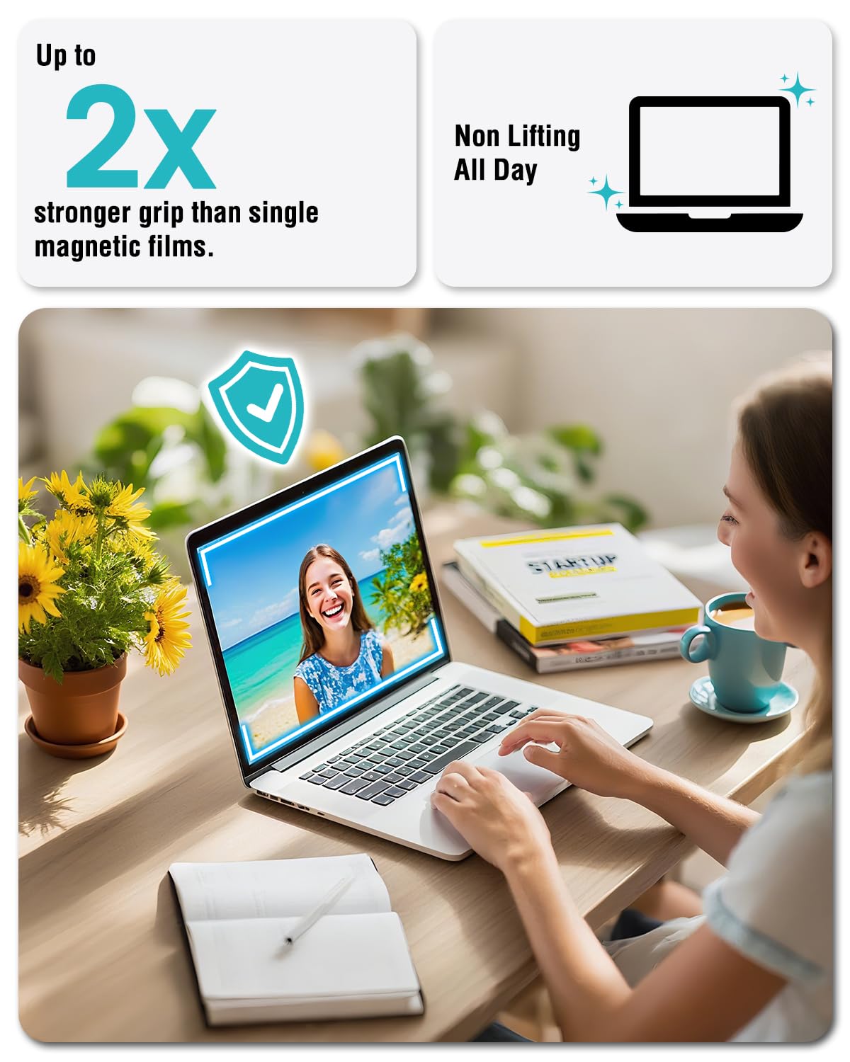 F FORITO Magnetic Anti Blue Light Screen Protector Compatible with MacBook Air 15.3 inch (2023-2025, M2, M3, M4), Bubble-Free Install, Removable