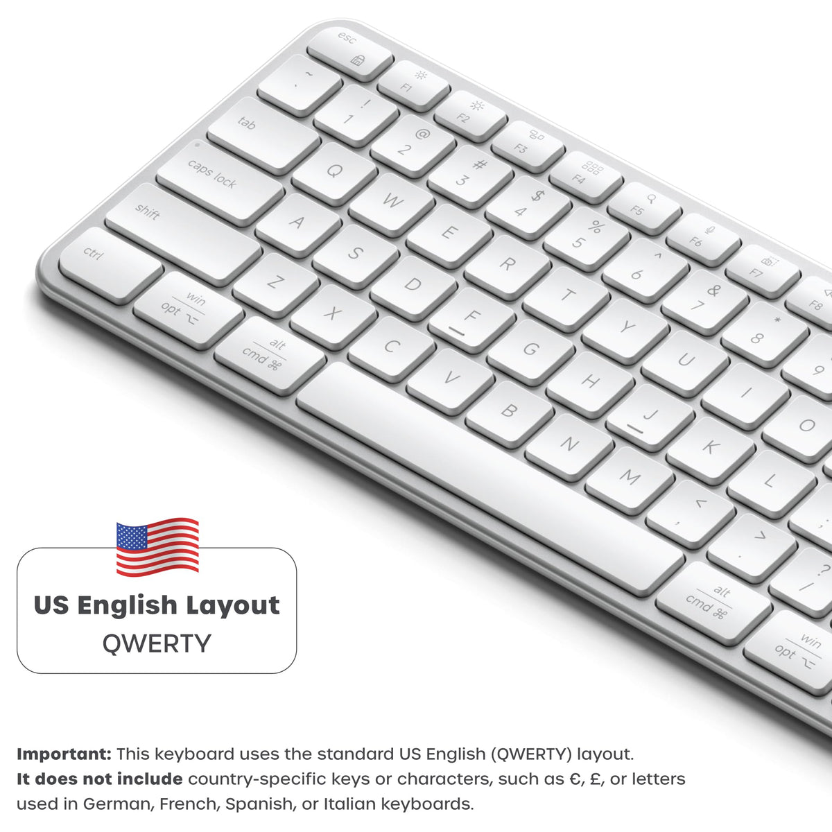 Satechi Slim EX3 Wireless Keyboard, Bluetooth & 2.4 GHz, Silver