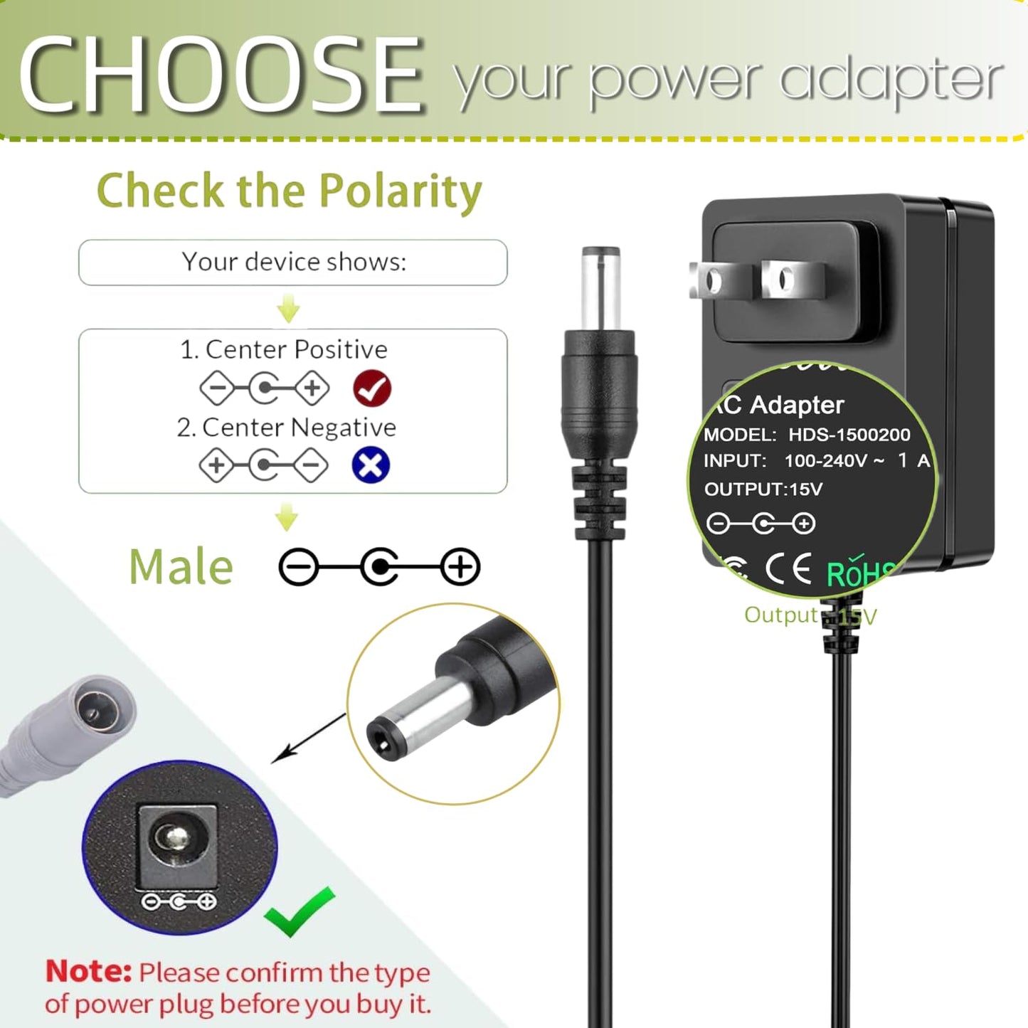 15V 1A DC Power Supply Adapter Charger Cable Compatible with Litter Robot 3,Litter Robot Power Supply, Self-Cleaning Cat Litter Boxes and More…