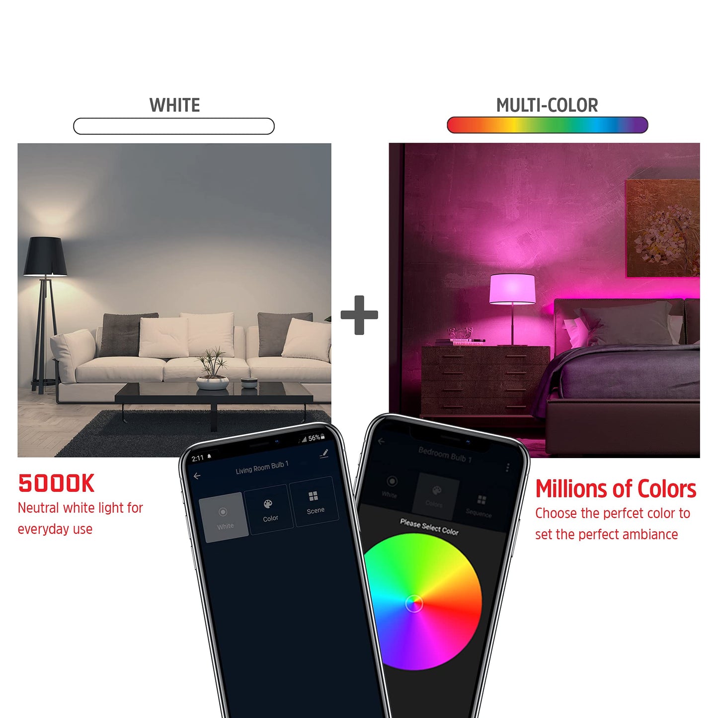 ENERGIZER A19 SMART BRIGHT RGB WHITE LED BULB